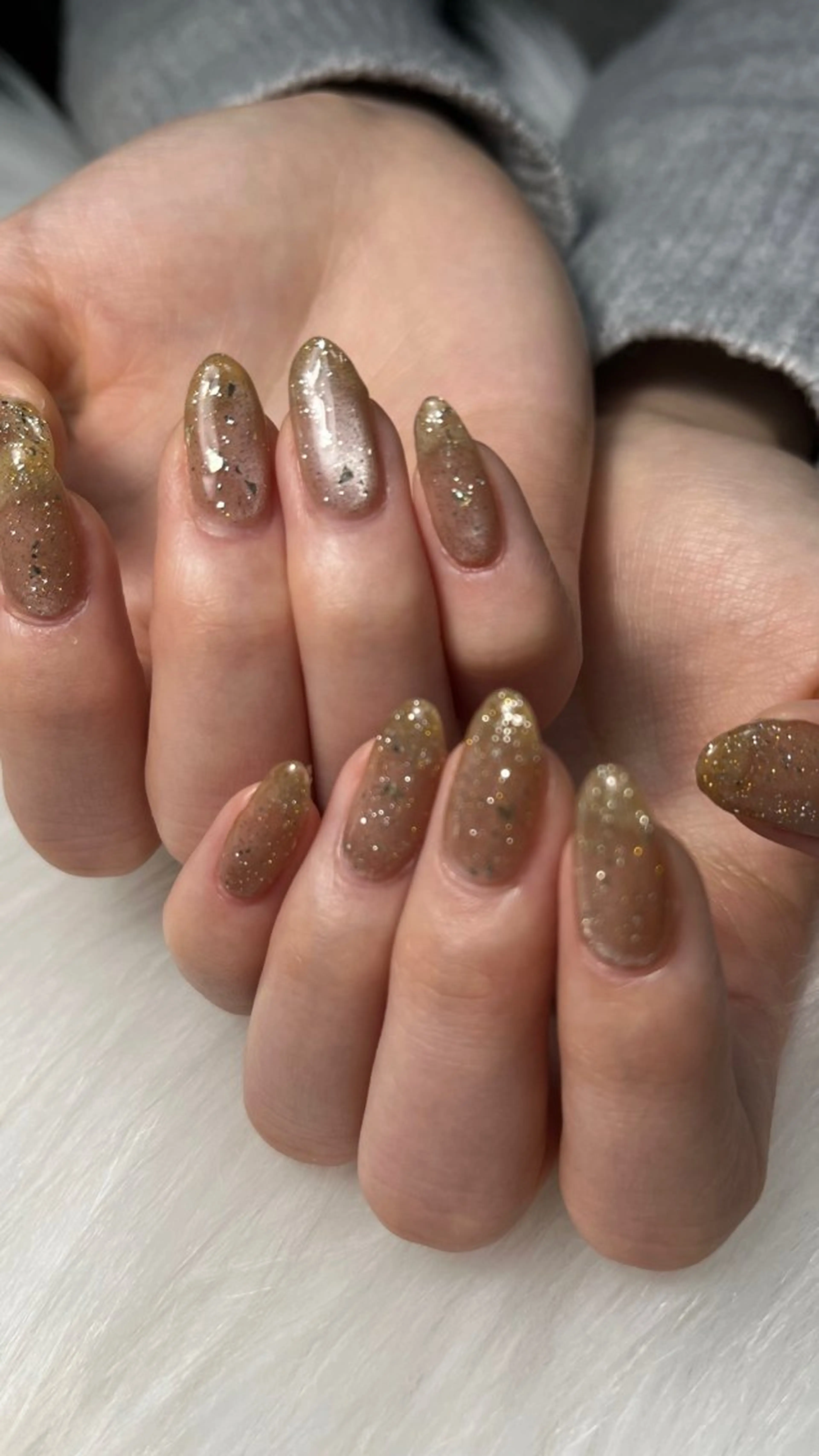 ネイル ゴールド ラメ(グリッター) オフィスネイル Nail salon Hanakoのネイルデザイン