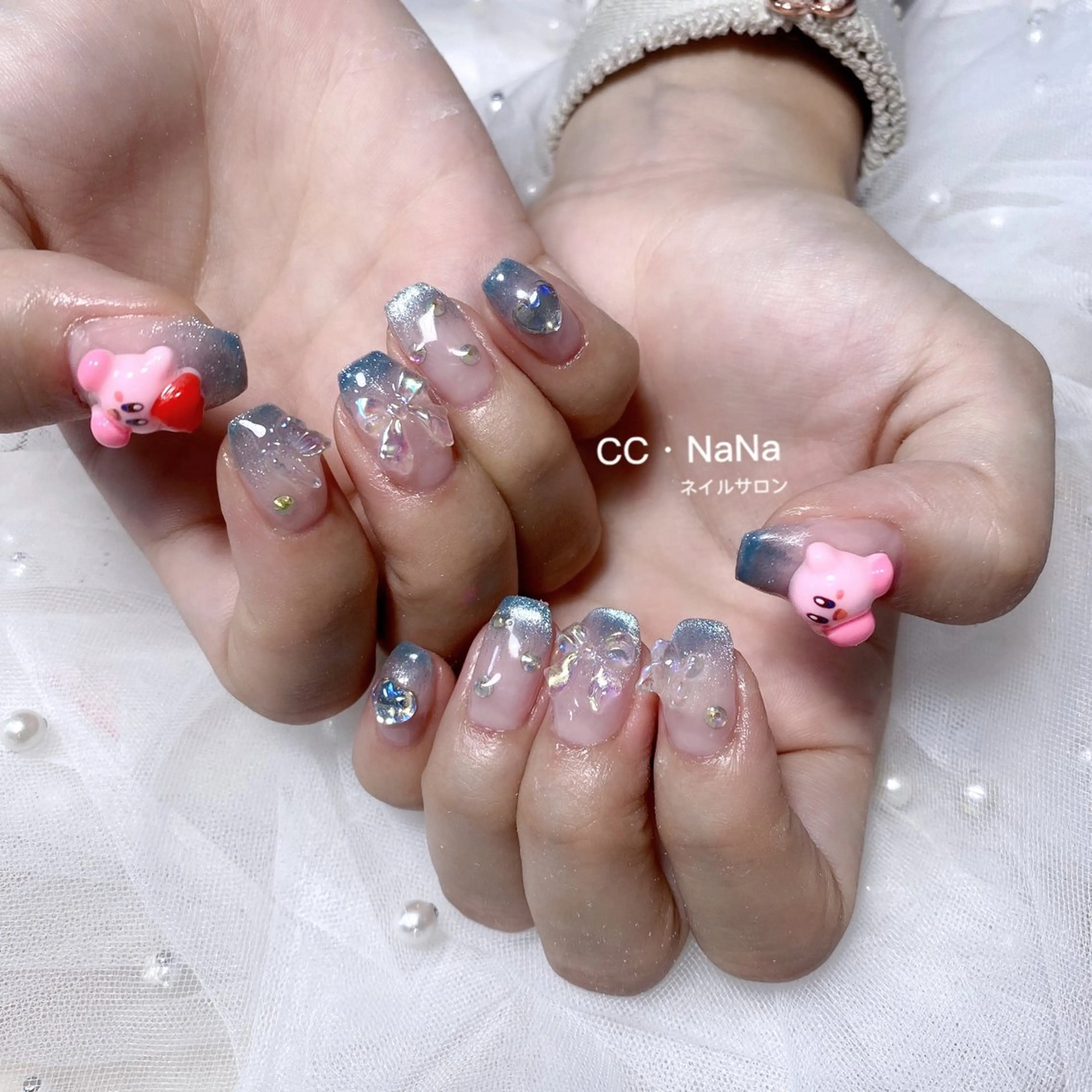 ネイル チークネイル フラッシュネイル ハート キラキラネイル 韓国ネイル ハンドネイル 💎CC・NaNa 韓国風ネイル🌙Cのネイルデザイン