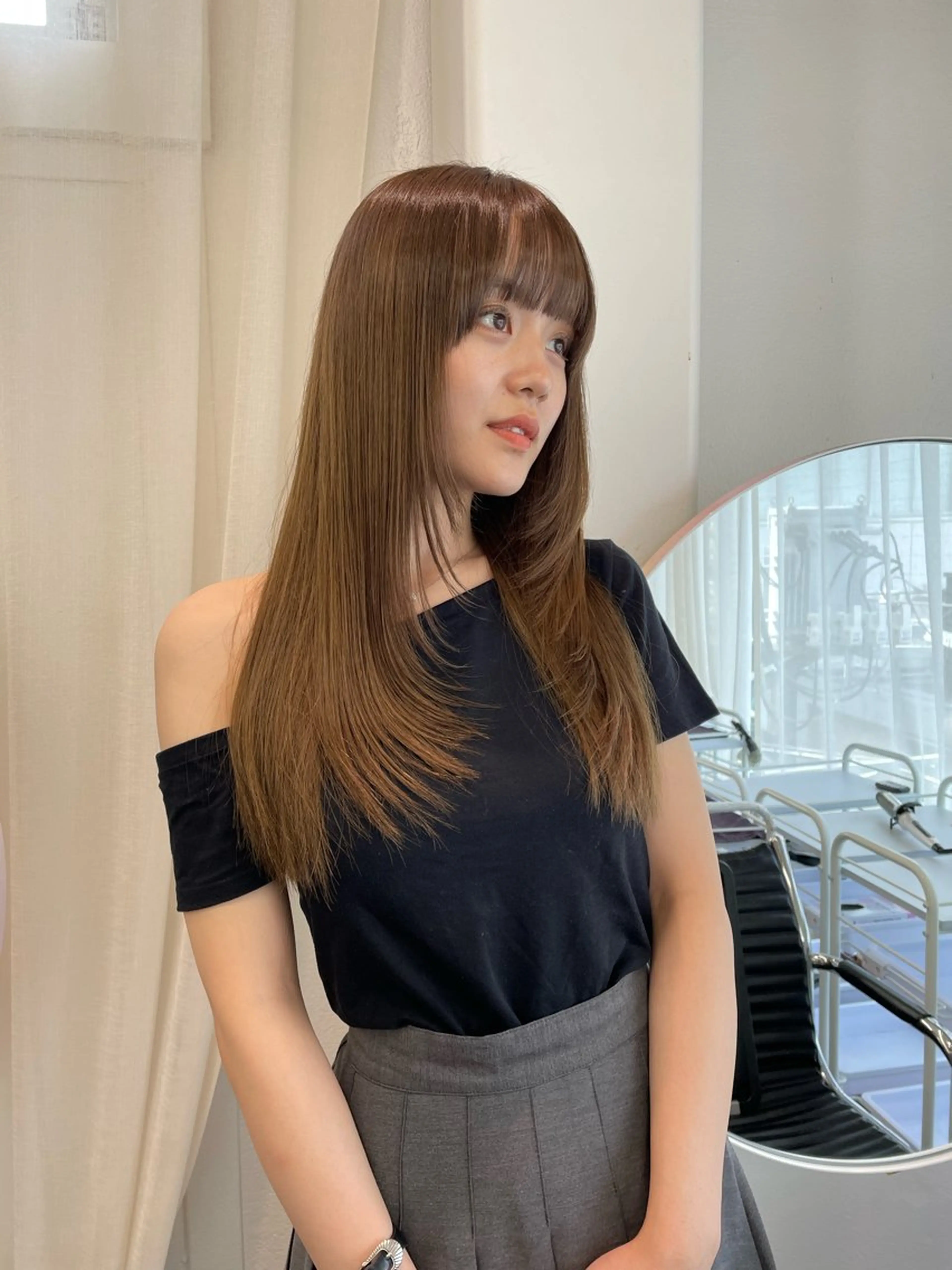 【beige colorケアブリーチ使用】ダブルカラー＋3stepトリートメント🤎ボブ​〜​ミディアム(胸上)の長さ限定の写真