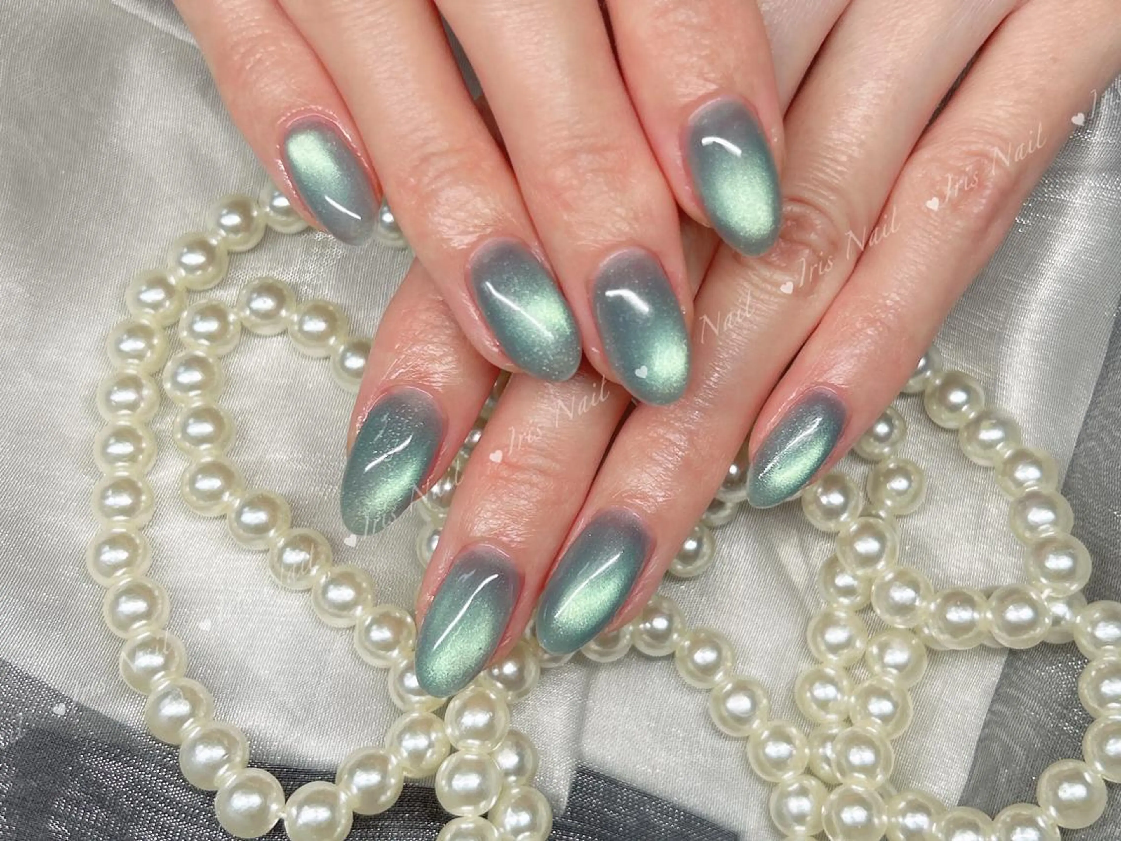 ネイル ブルー マグネットネイル ハンドネイル ハンドケア 🍒IRIS Nail🌸のネイルデザイン