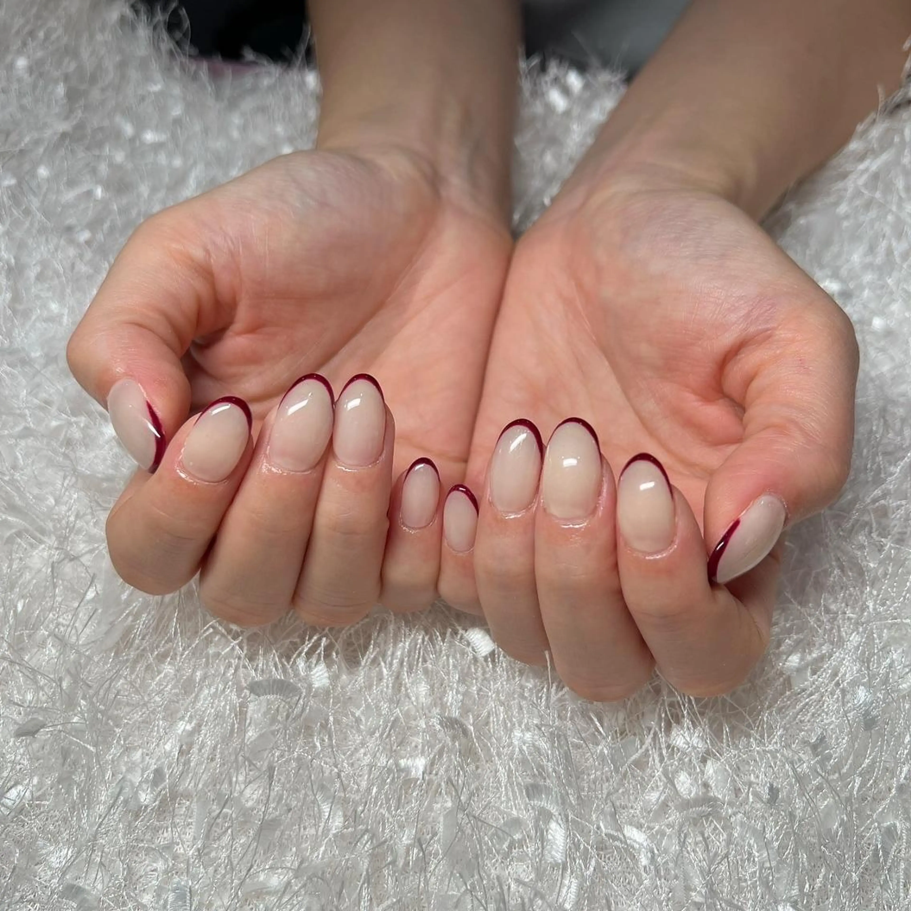 ネイル オーロラネイル 長さ出し フレンチネイル ジェルネイル グラデーション ハンドネイル Nail&eye Belire 新宿のネイルデザイン