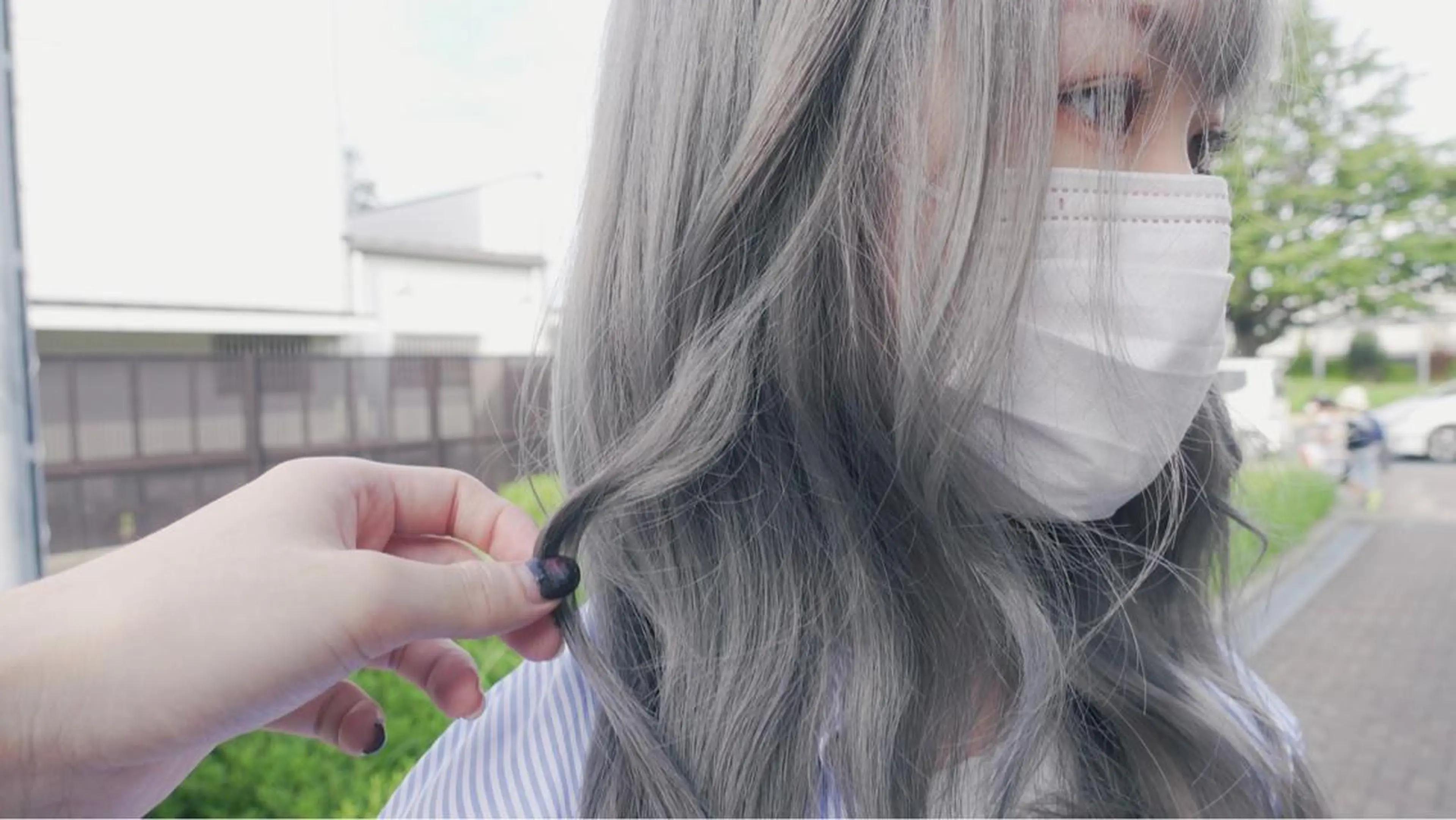 カラー シルバー グレージュ/透け感 カラー/透明感カラーのヘアスタイル