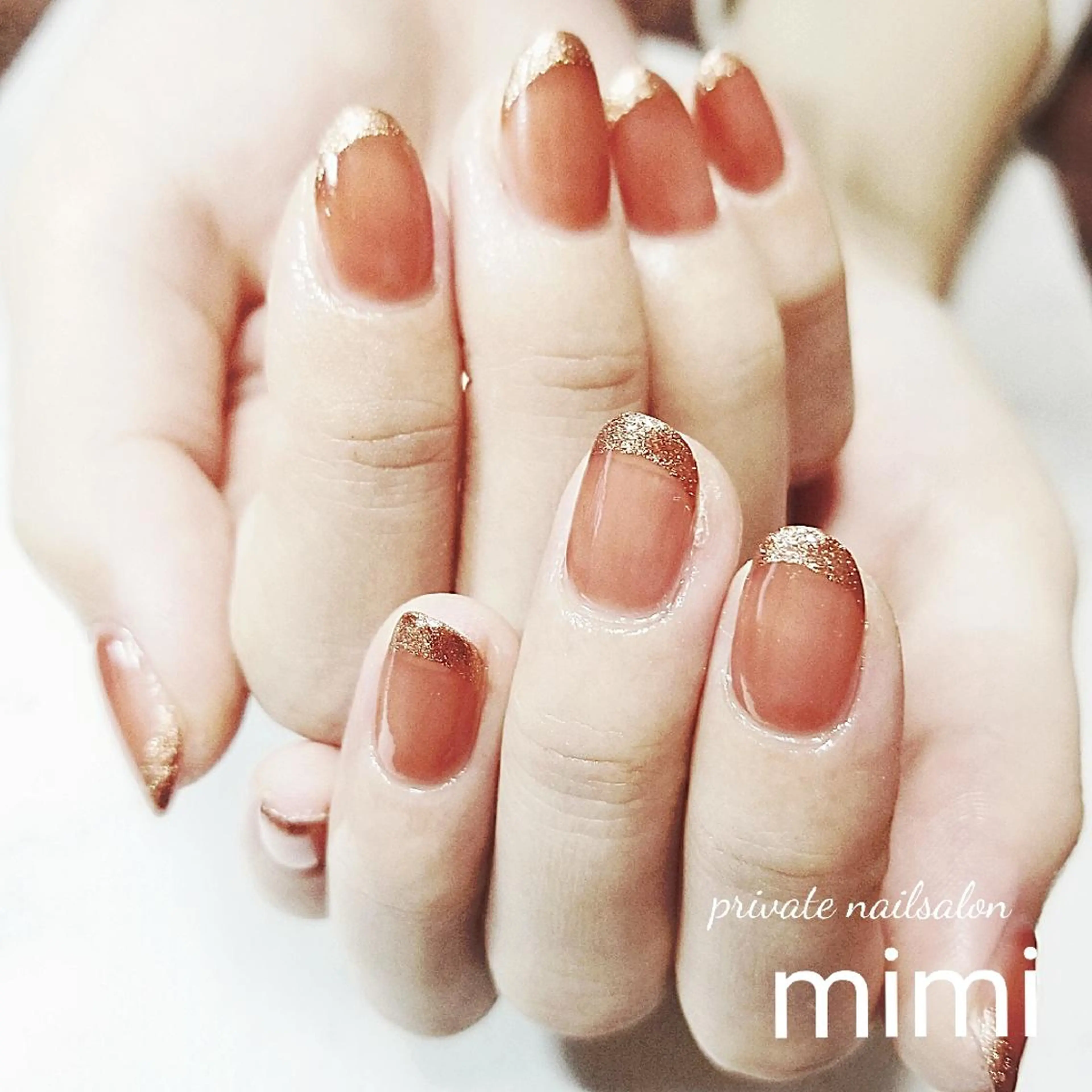 ネイル ブラウン フレンチネイル 博多ネイル ｍｉｍｉのネイルデザイン