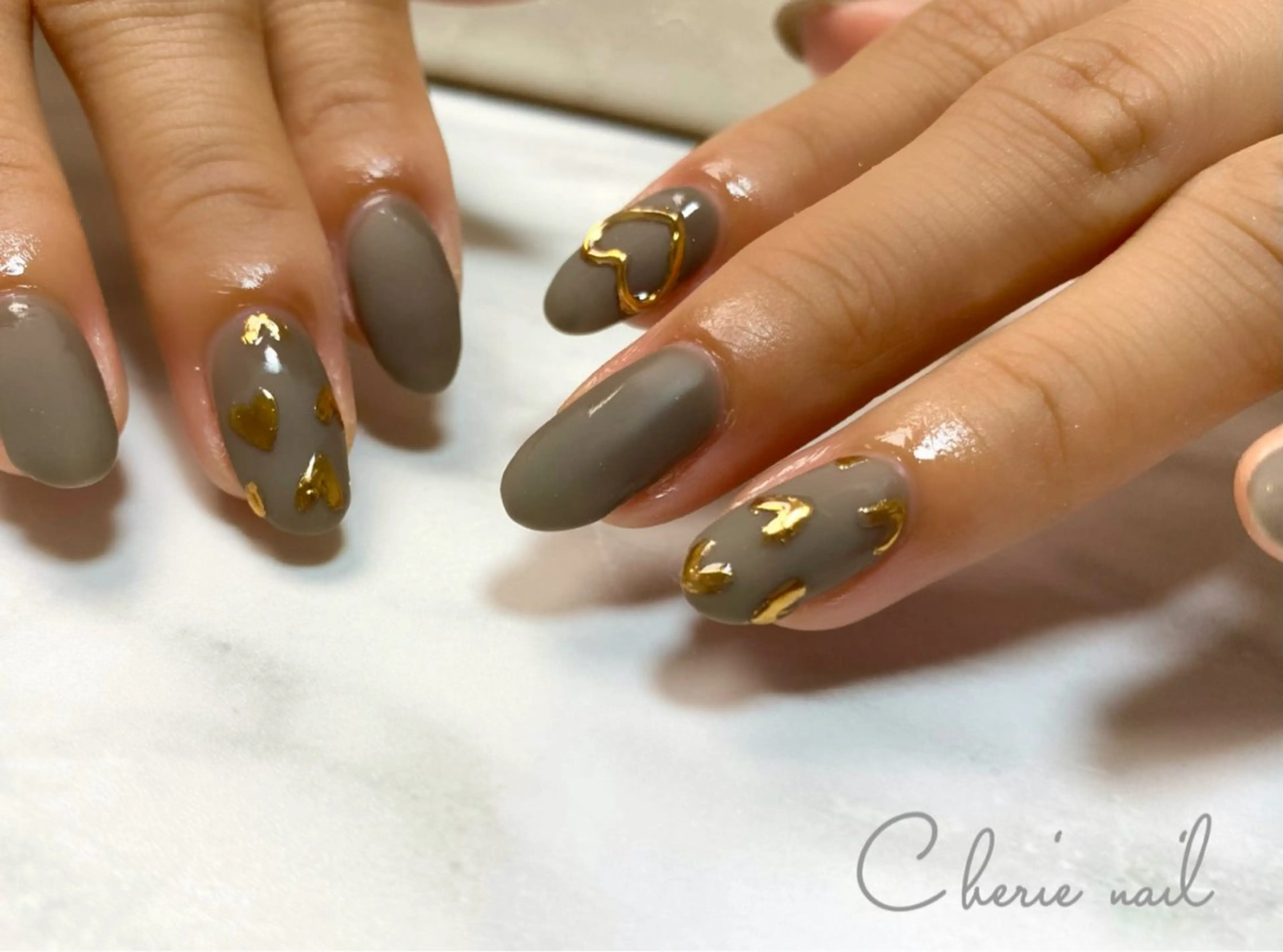 ネイル ハート マットネイル ハンドネイル Cherienail yunaのネイルデザイン