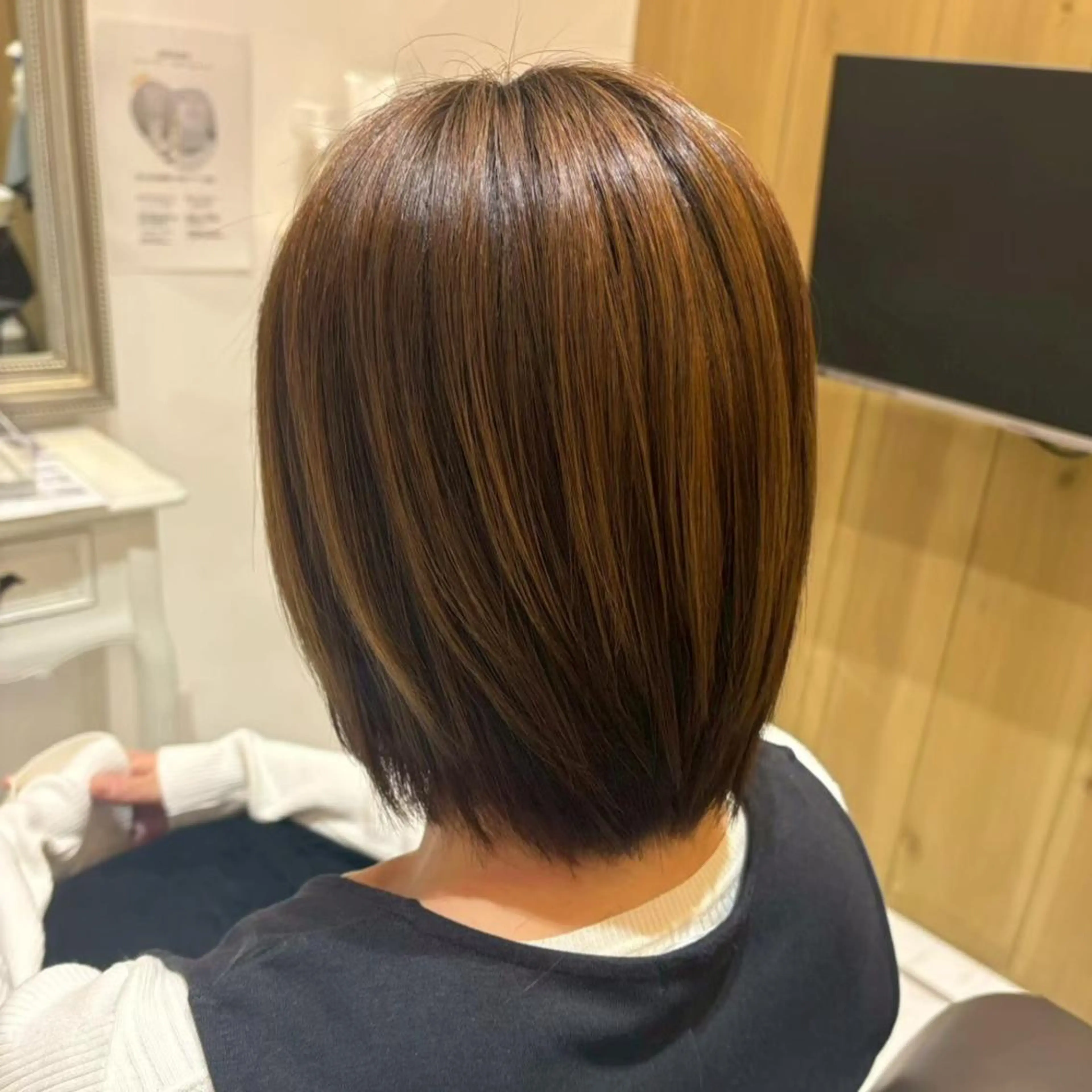 セミロング 髪質改善 縮毛矯正 トリートメント カット ヘアカラー トリートメント ヘッドスパ 艶髪/髪質改善‎🤍 原田真心🫧のヘアスタイル