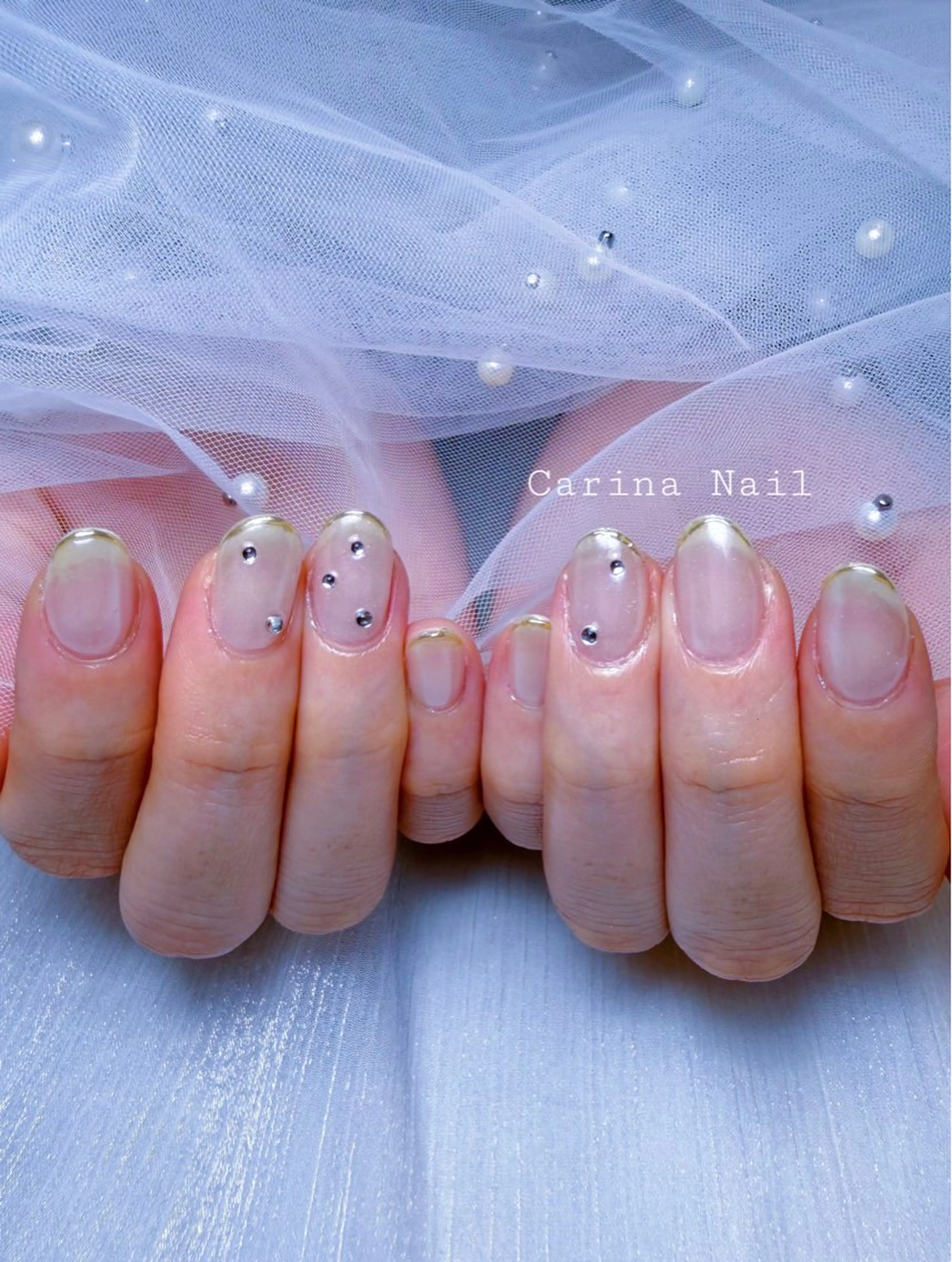 ネイル フレンチネイル シンプルネイル ストーンネイル Carina Nailのネイルデザイン