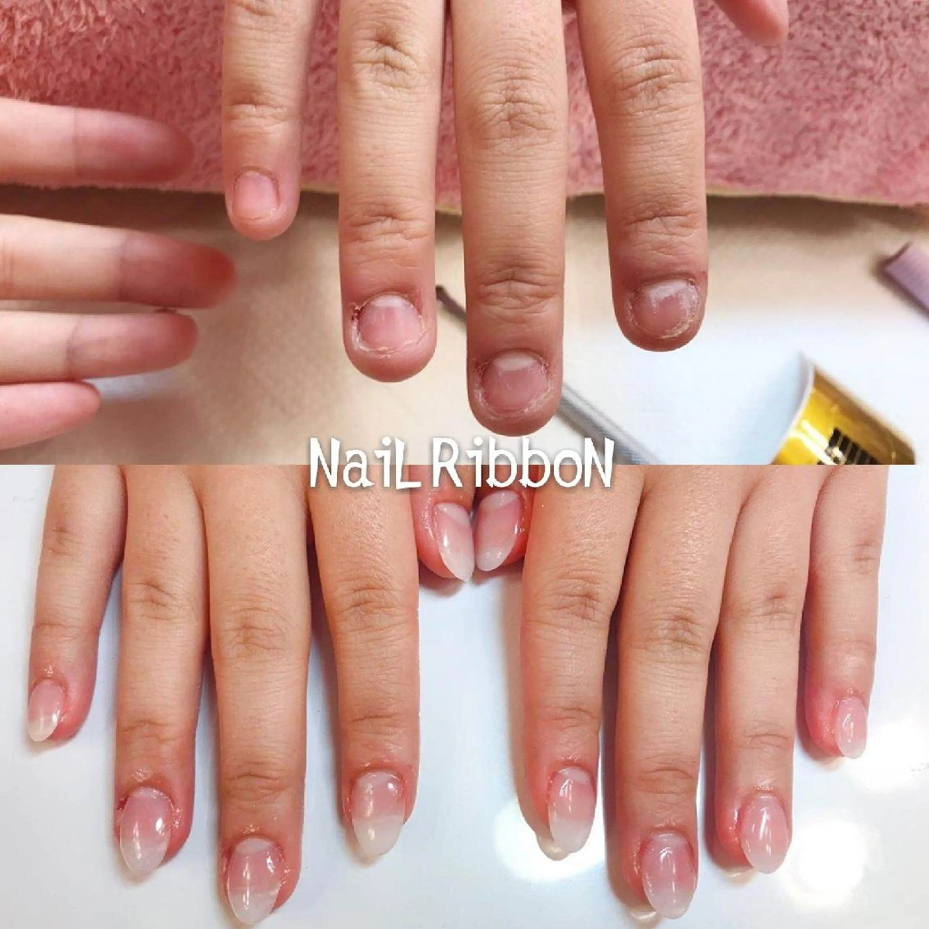 ネイル ハンドネイル ネイルリボン 受付スタッフのネイルデザイン