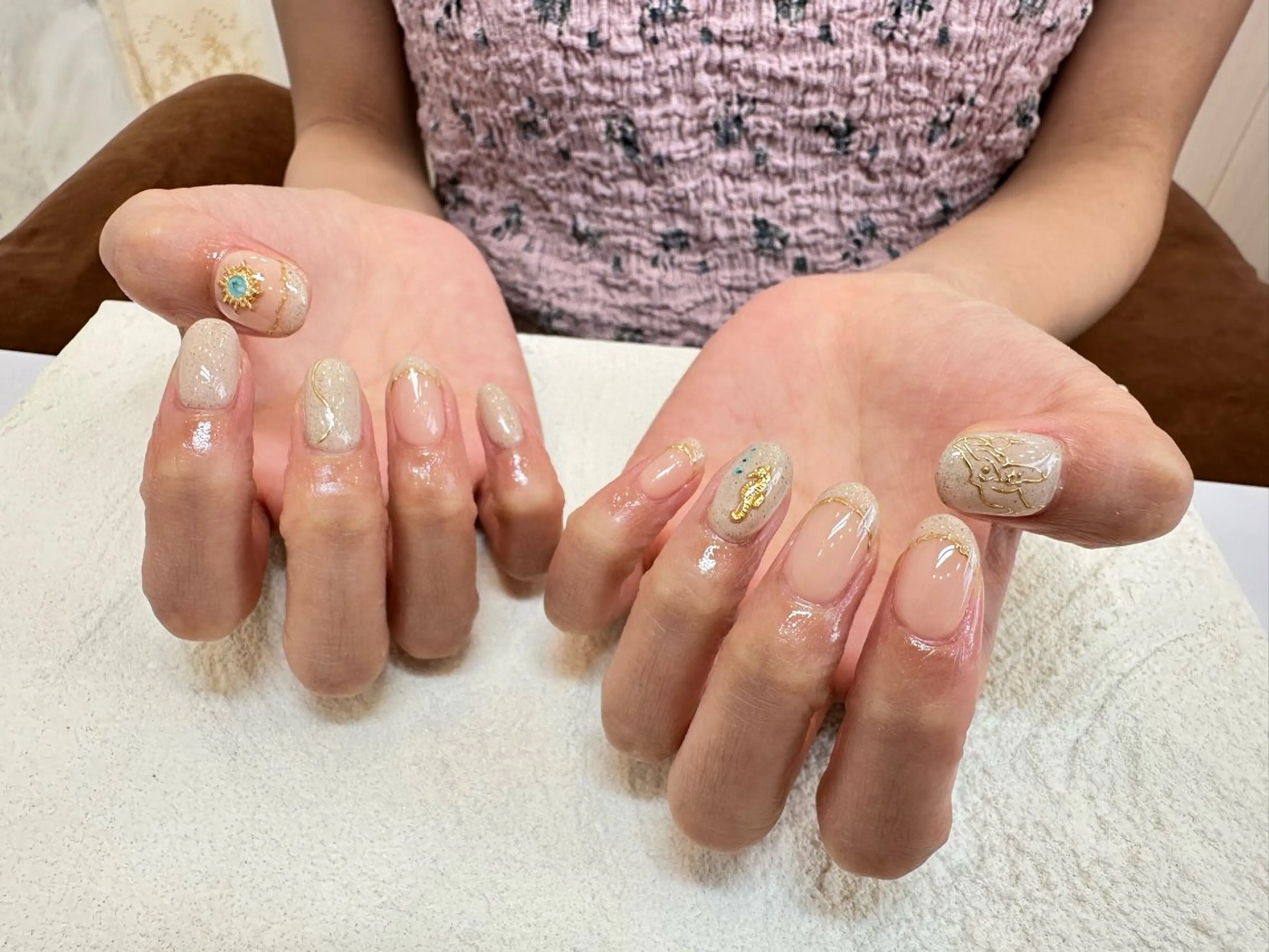 ネイル アートネイル ミラーネイル 夏ネイル ハンドネイル Sato Hanakoのネイルデザイン