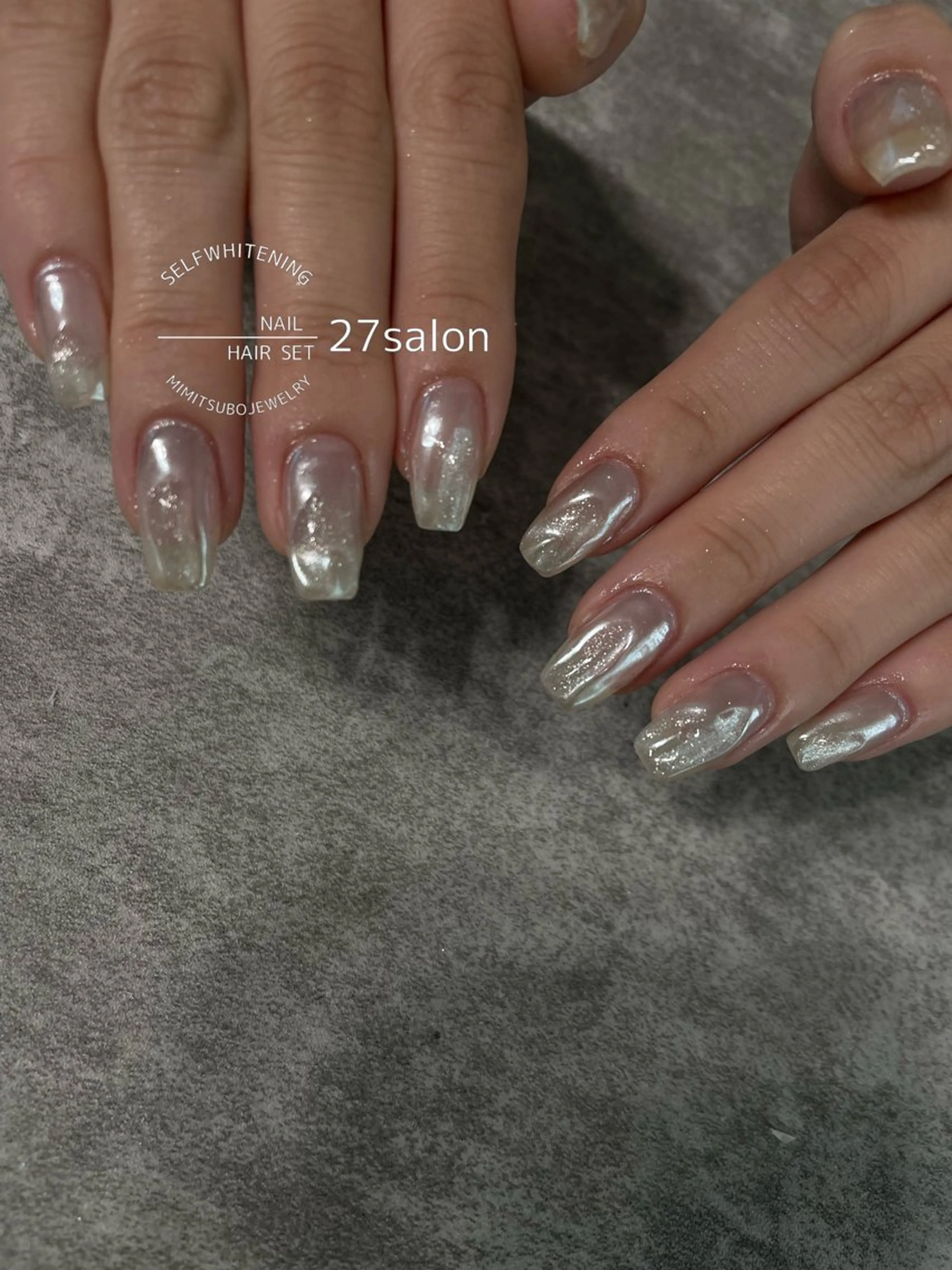 ネイル ミラーネイル ホワイト ハンドネイル 27salon yuinaのネイルデザイン