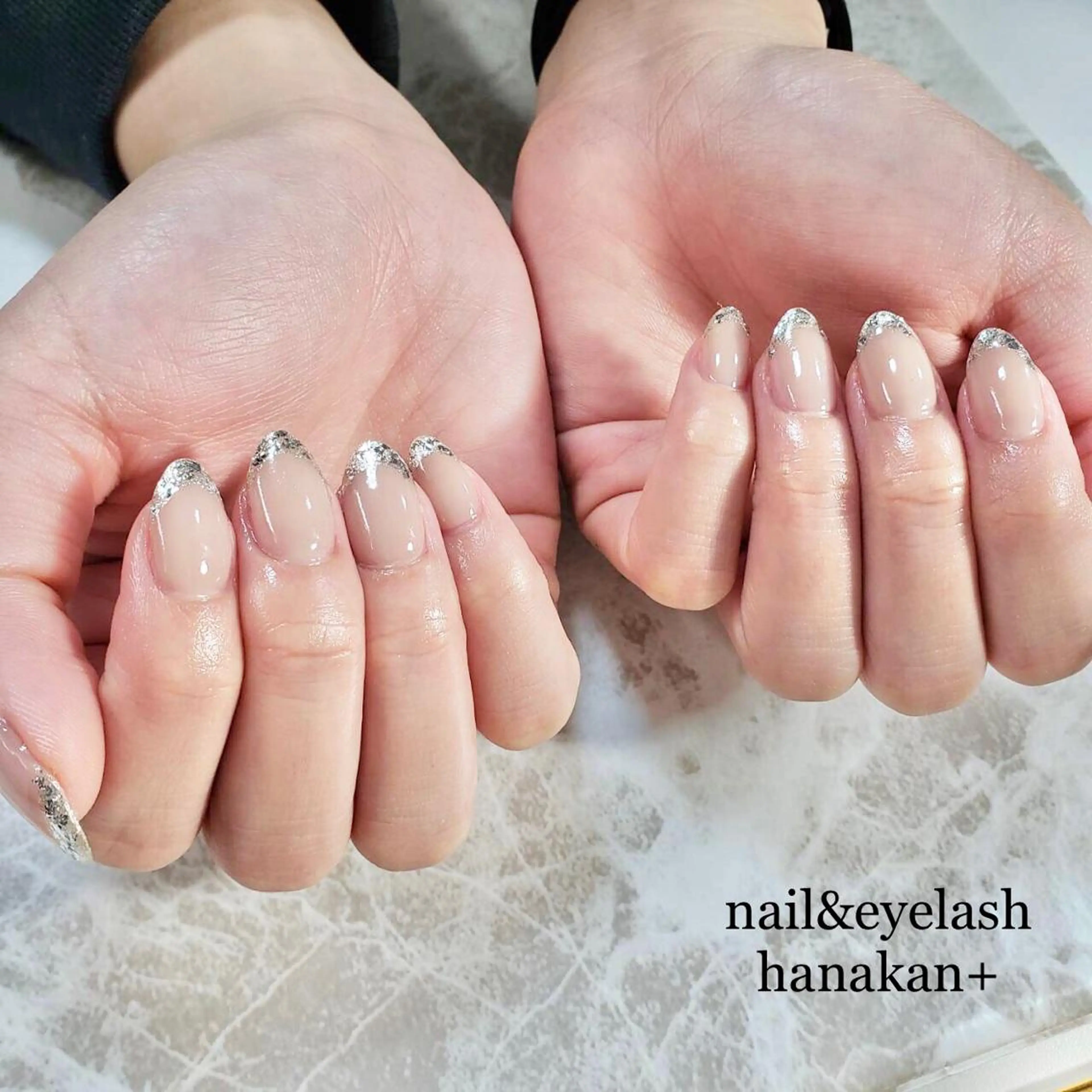 ネイル フレンチネイル ガラスフレンチ ハンドネイル S Fumiのマツエク・マツパデザイン