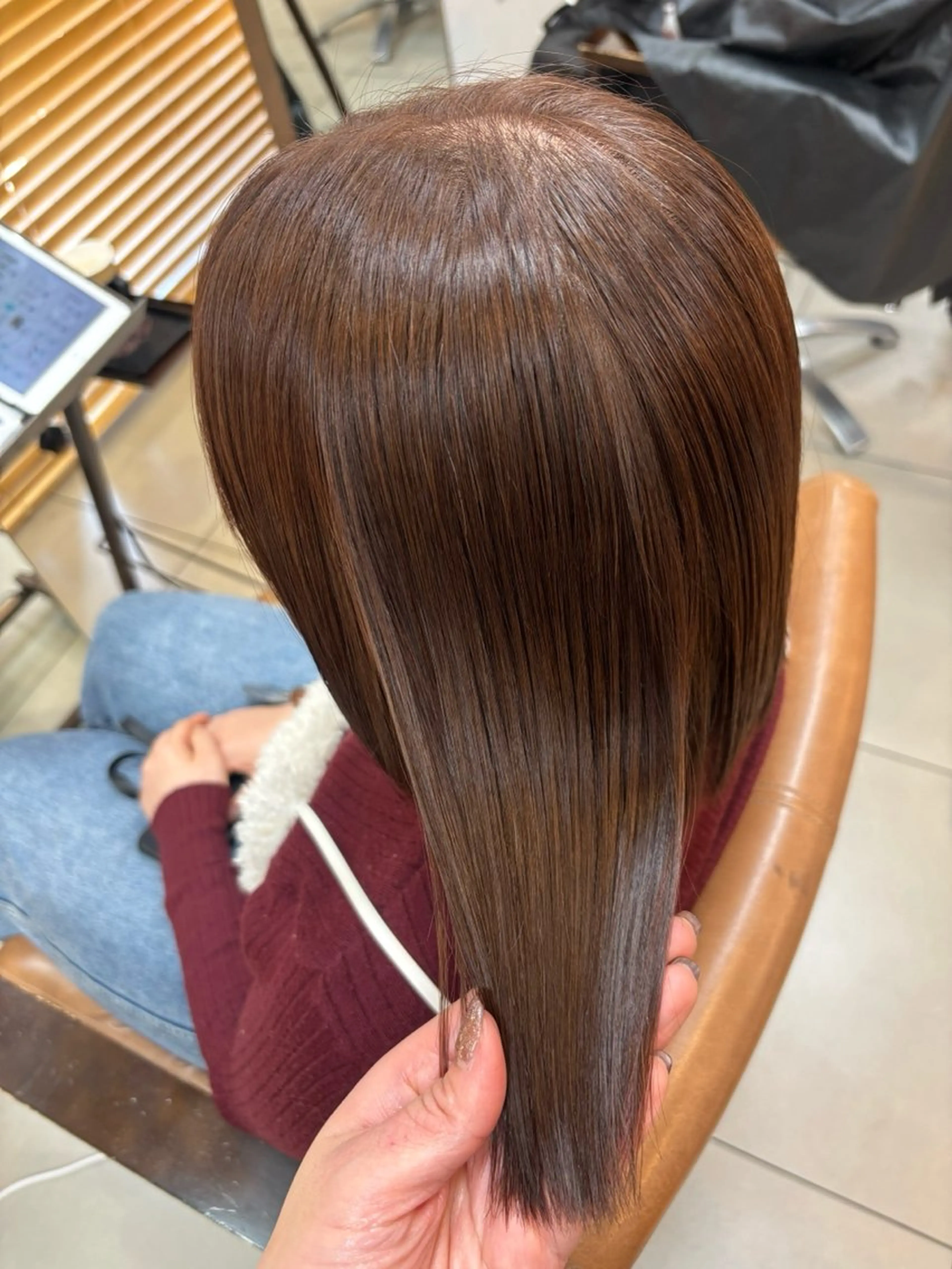 ミディアム カラー ブラウンカラー オレンジ オレンジブラウン ヘアカラー 頭皮×髪質改善 透明感カラー💎中村のヘアスタイル