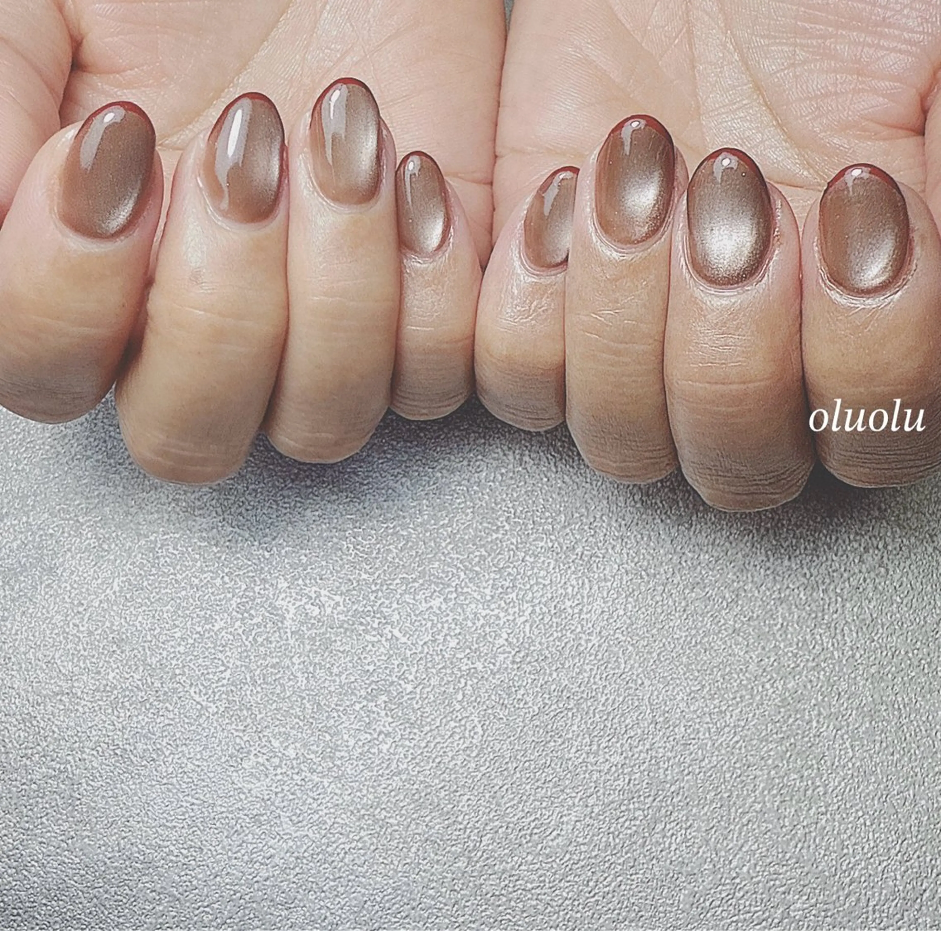 ネイル ブラウン マグネットネイル ハンドネイル 大村 紬華のネイルデザイン