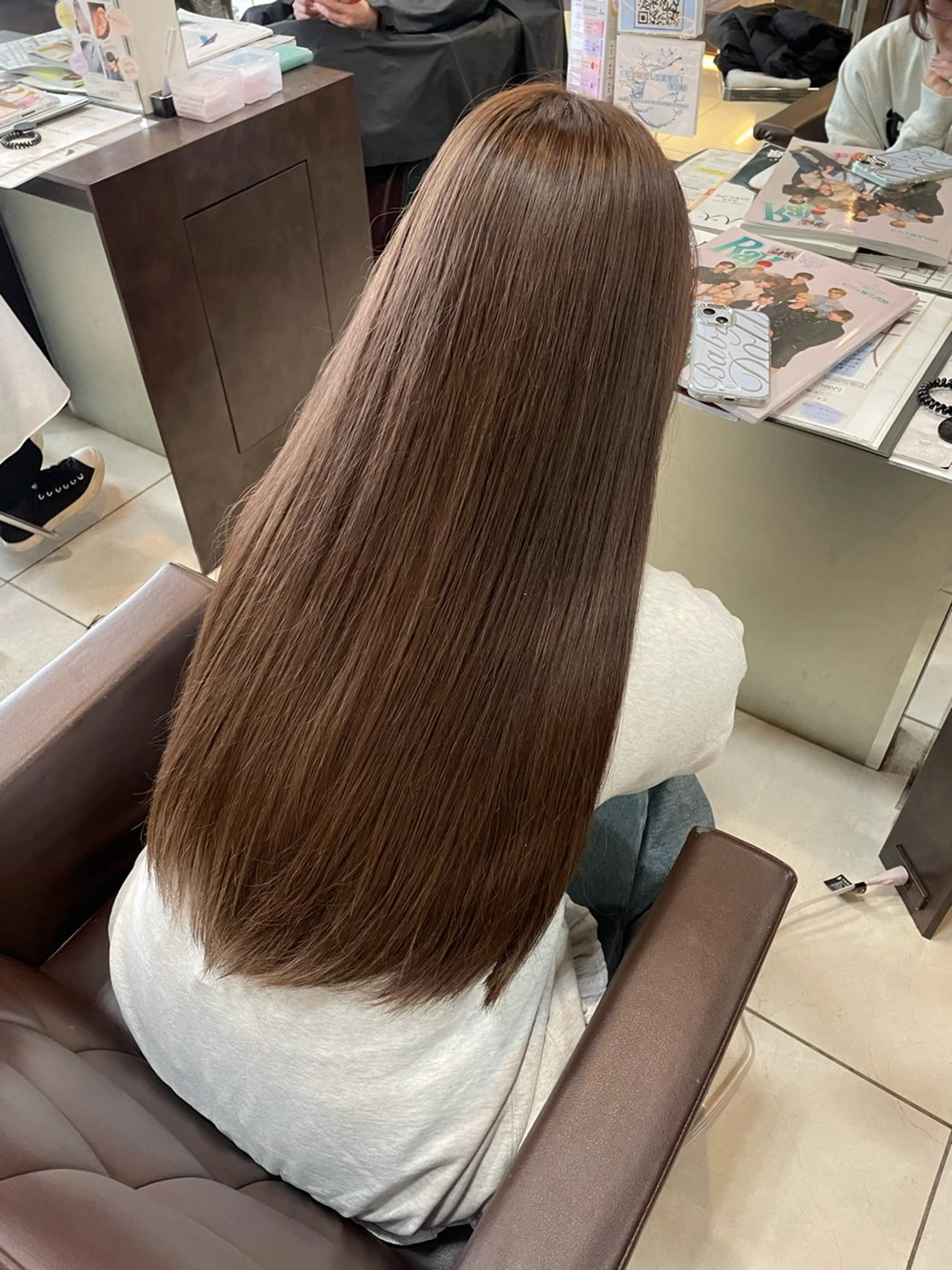 セミロング カラー 🤎韓国ヘア ベージュ まゆか🤎のヘアスタイル