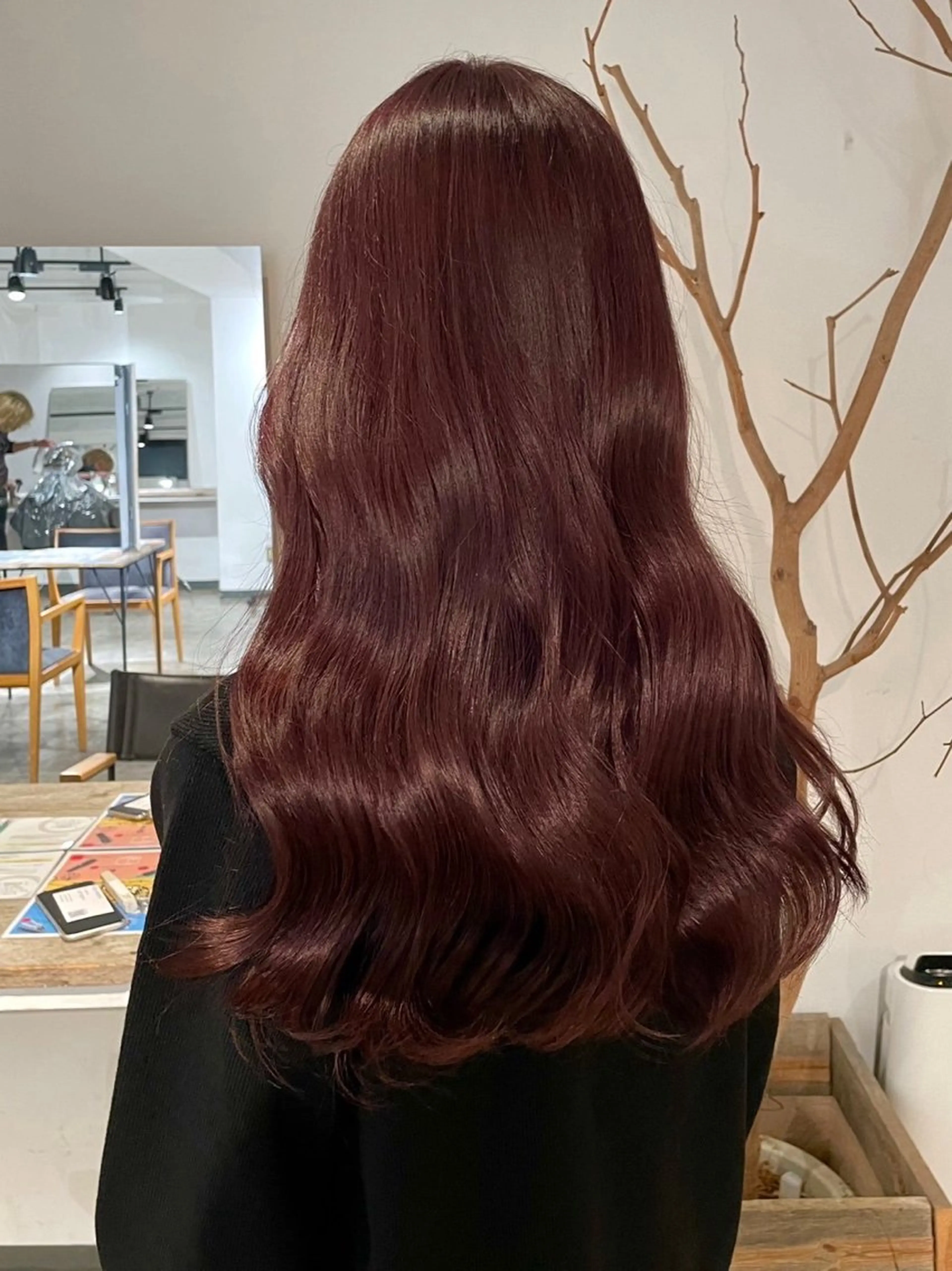 【ミニモ限定】 🍒人気メニュー🍒ブリーチなしで出来る暖色ワンカラー＋艶トリートメント＋韓国巻き/ダメージレスカラーの写真