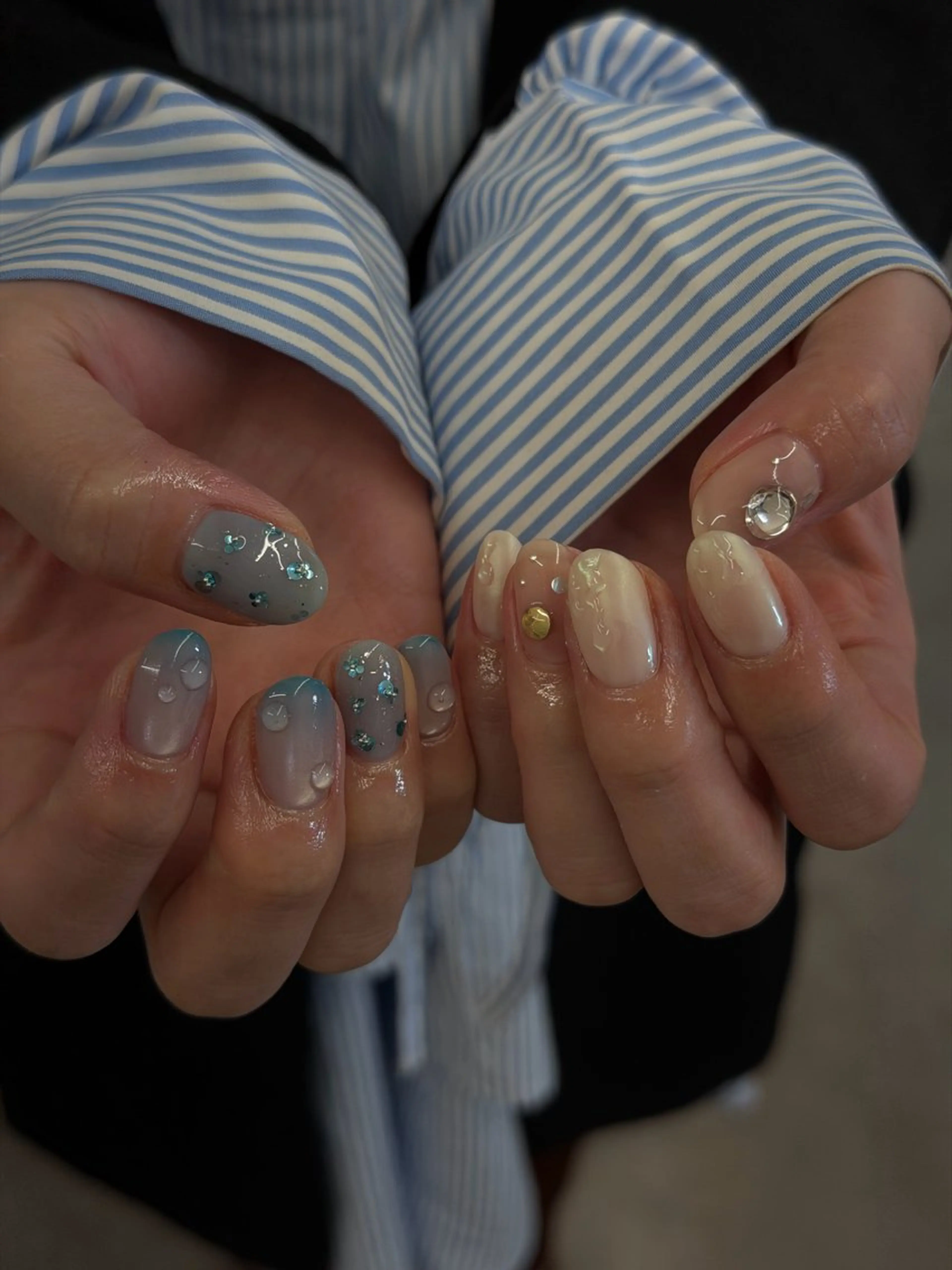 ネイル オーロラネイル ジェルネイル キラキラネイル マグネットネイル ニュアンスネイル ハンドネイル ハンドケア Bana_ Nailのネイルデザイン