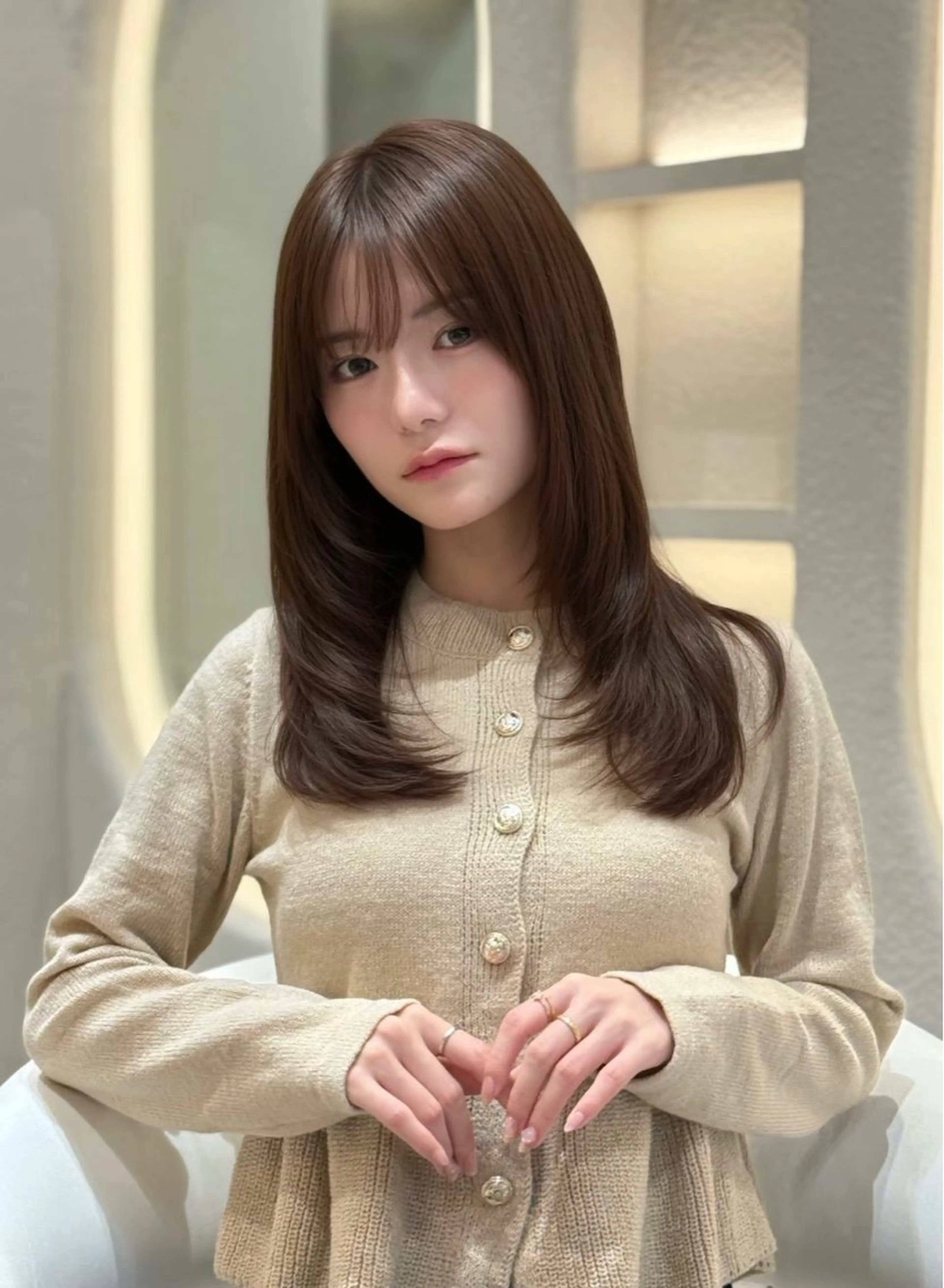 ロング カラー カット ヘアカラー 縮毛矯正 顔周り/韓国レイヤー /髪質改善/小原幹太のヘアスタイル