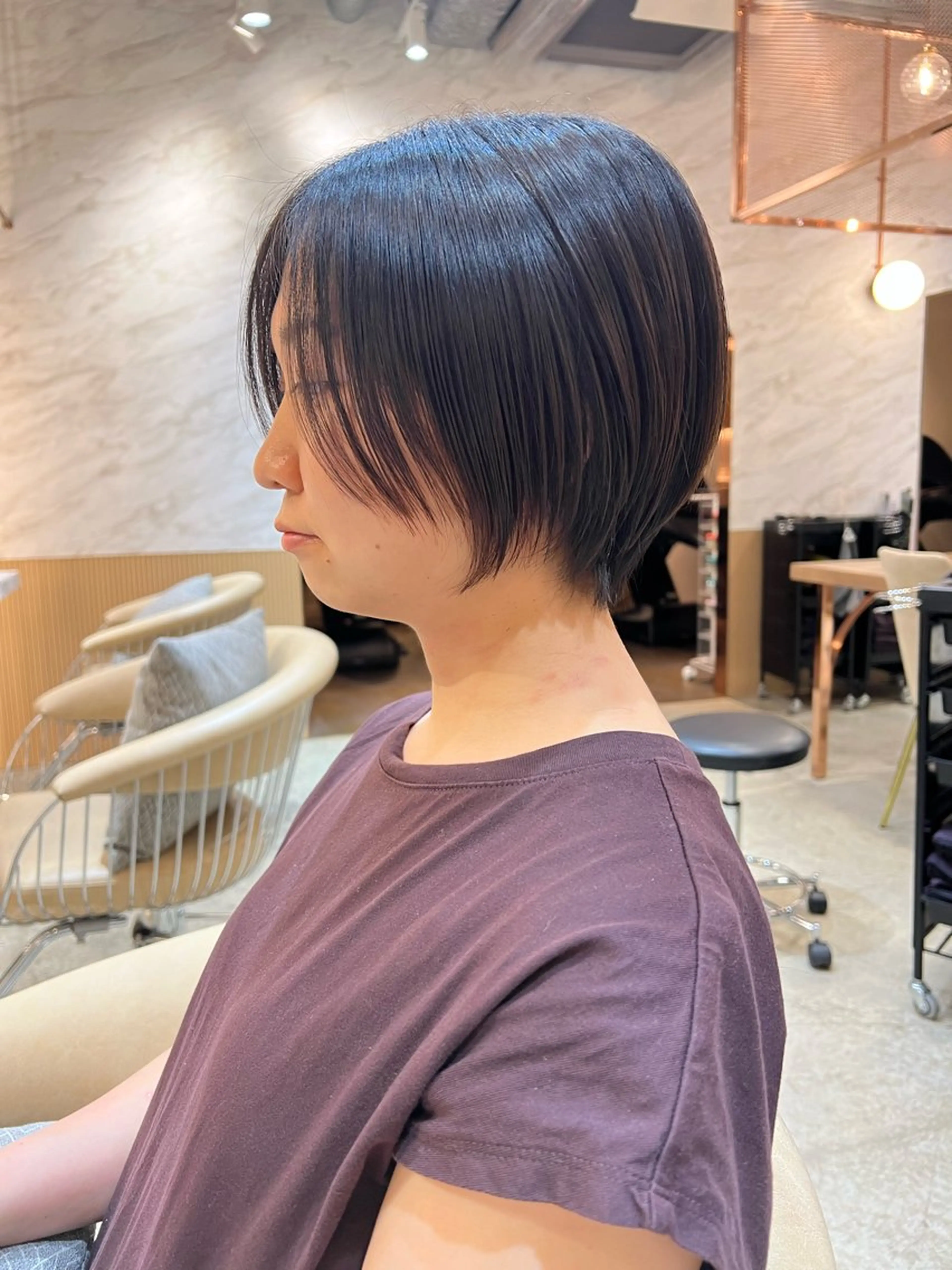 ショート カラー ボブ/巻ける縮毛矯正 /韓国レイヤーはなのヘアスタイル
