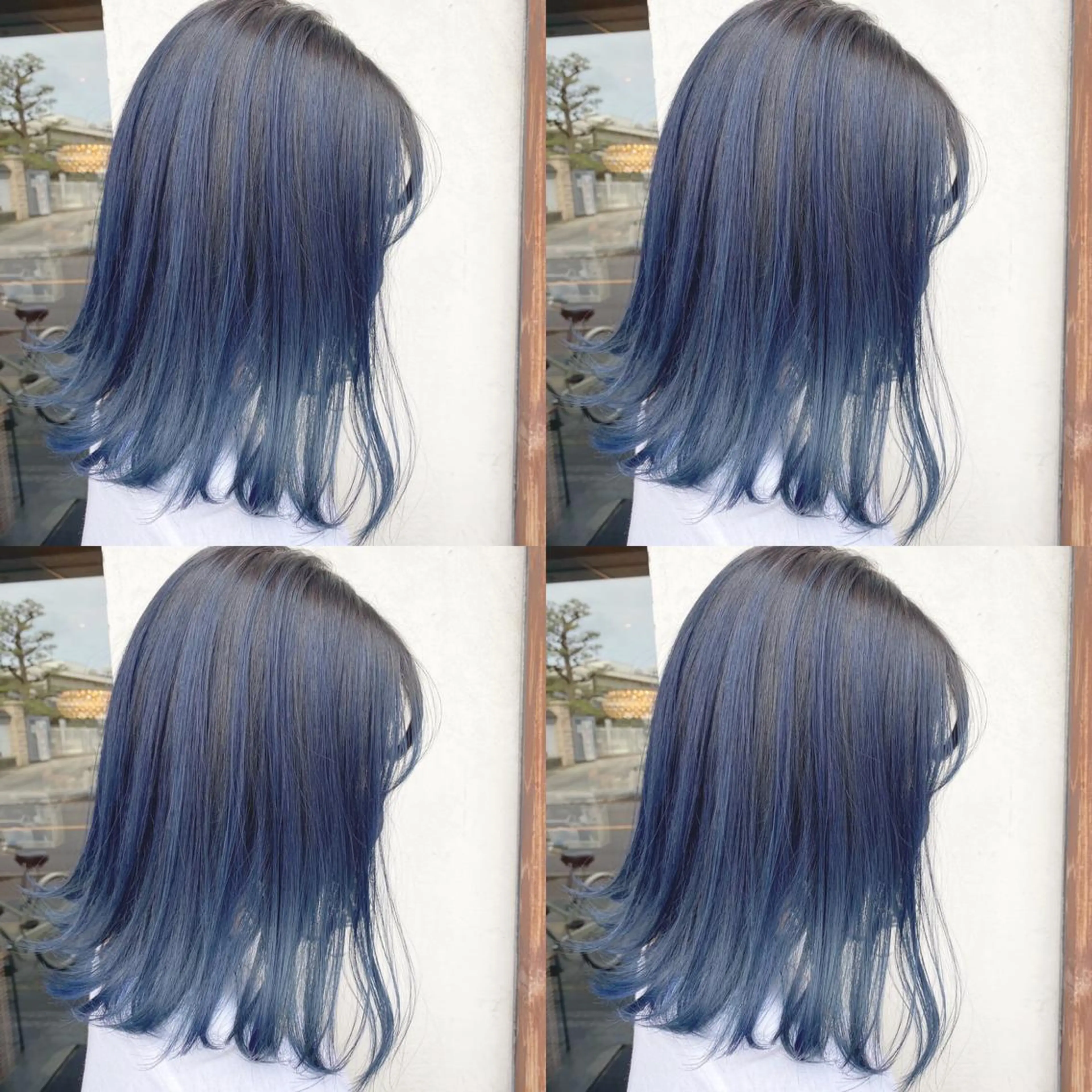 セミロング カラー ブリーチ ブルーカラー ネイビーカラー あさだ しゅうたろうのヘアスタイル