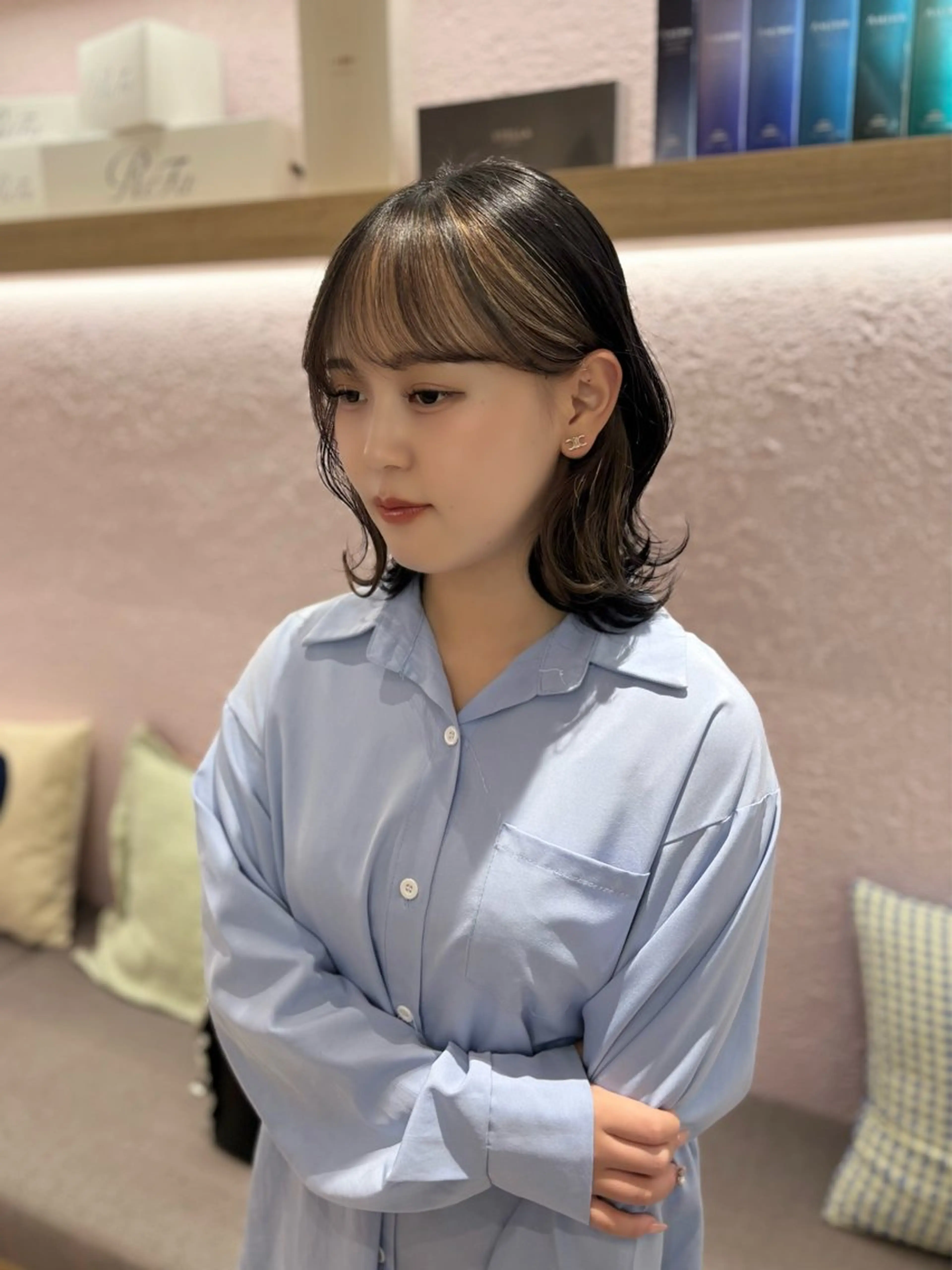 セミロング カラー ミストバング  フェイスフレーミング ヘアカラー トリートメント merc.谷本 澪のヘアスタイル