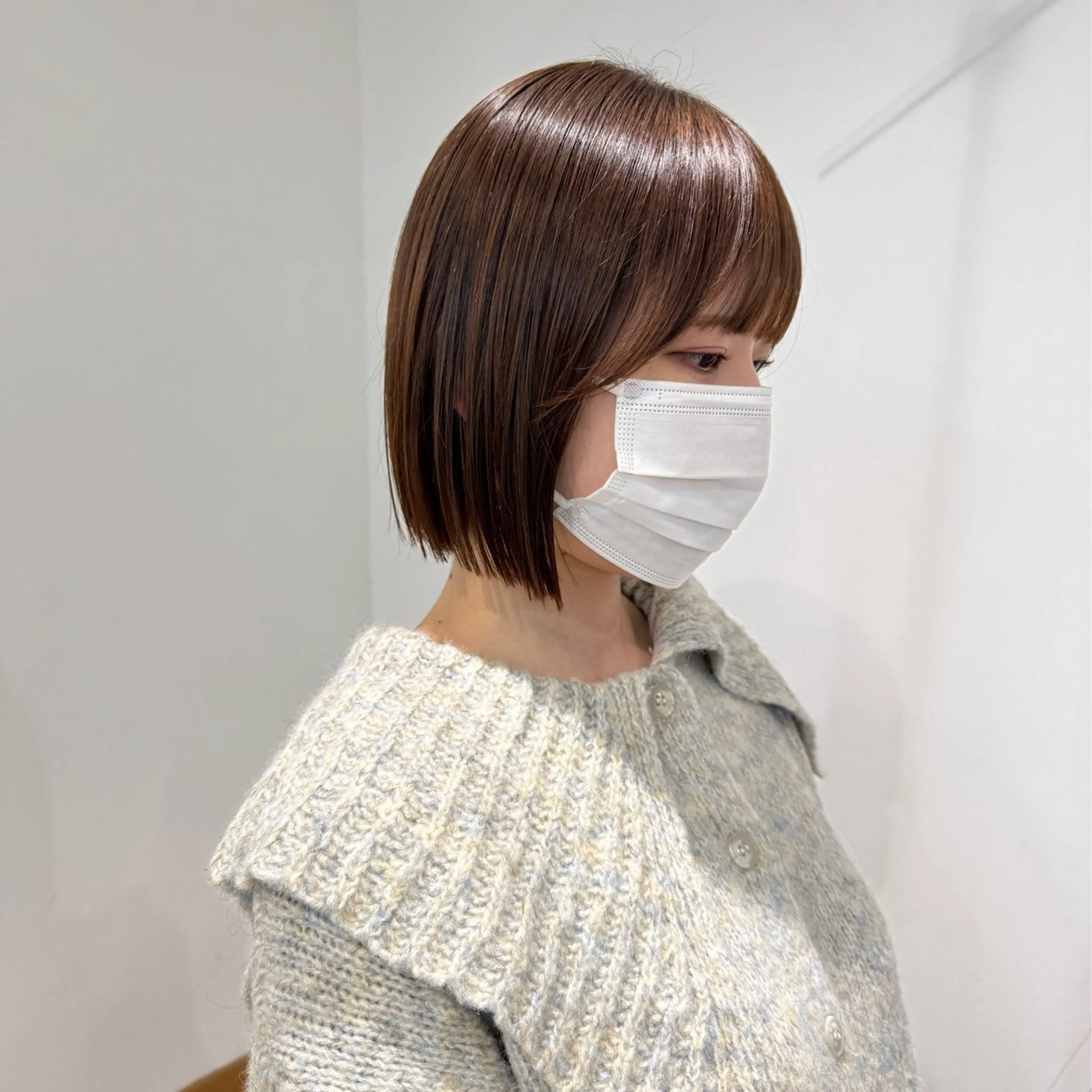 ミディアム サイドバング カット 清水愛果/似合わせ カット/透明感カラーのヘアスタイル