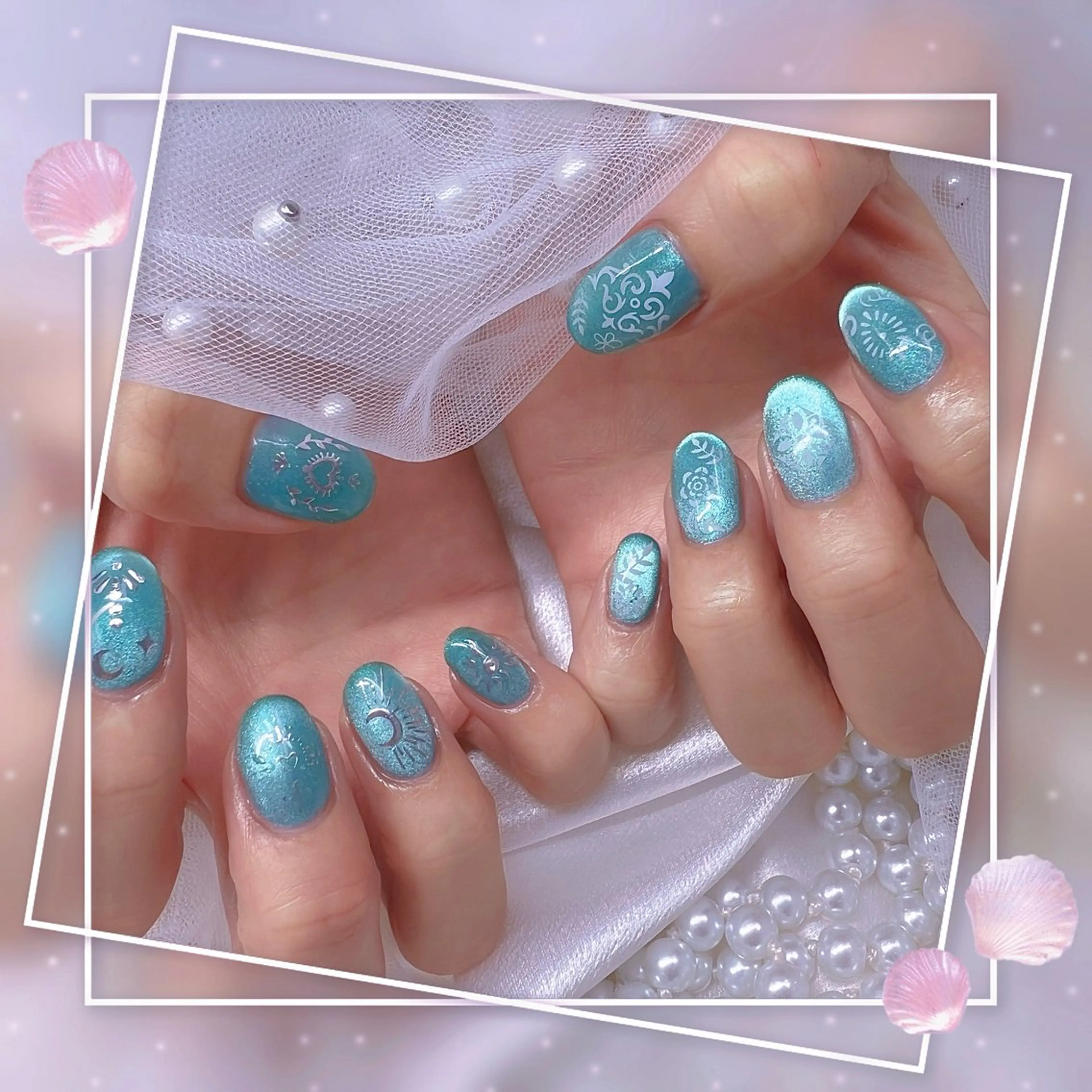ネイル チークネイル ガーリー グラデーション マグネットネイル ピンク Chill Nailsalonのネイルデザイン