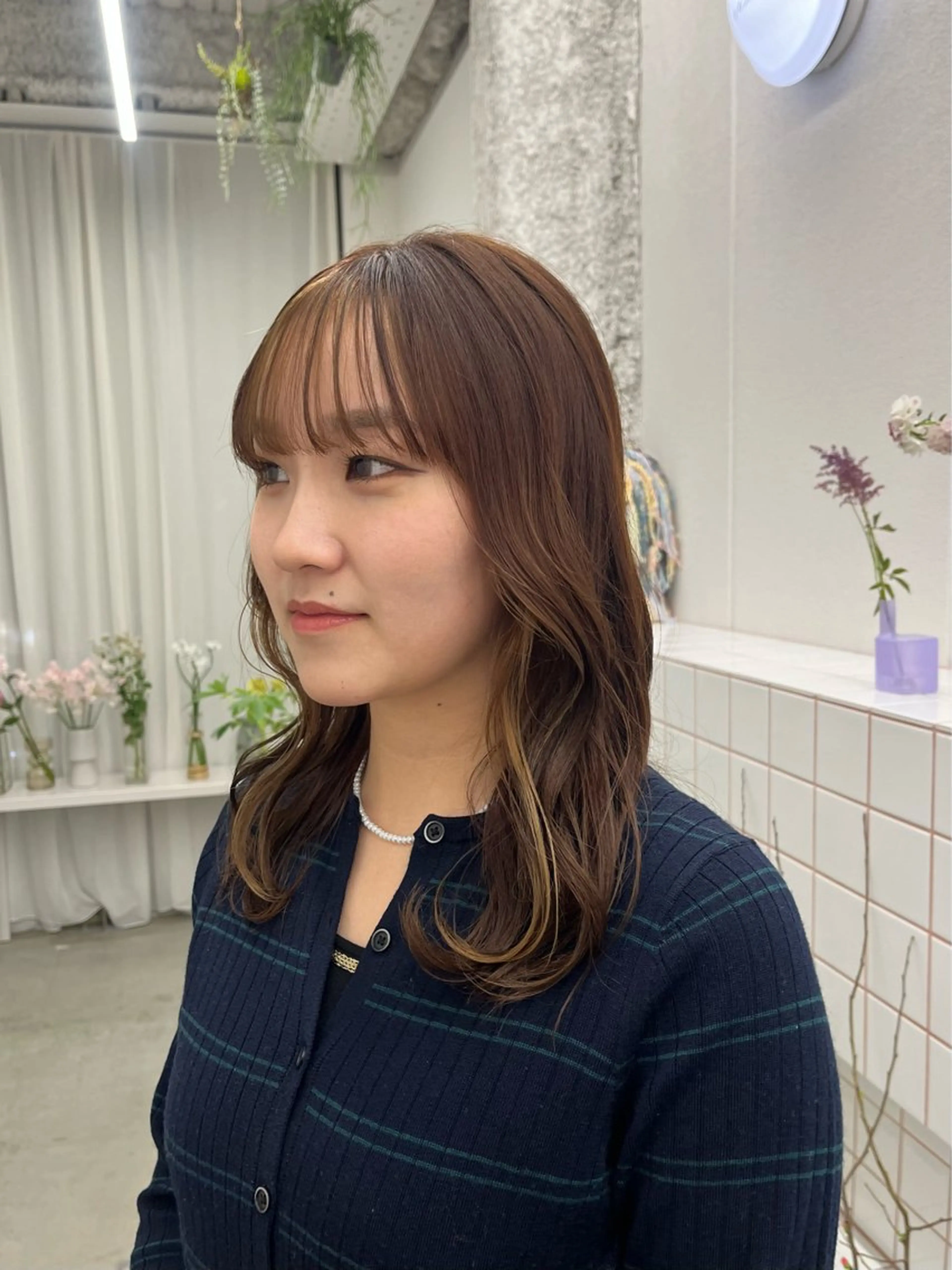 ミディアム カラー ヘアカラー トリートメント 🌼花屋併設🌼 木下奈々望のヘアスタイル