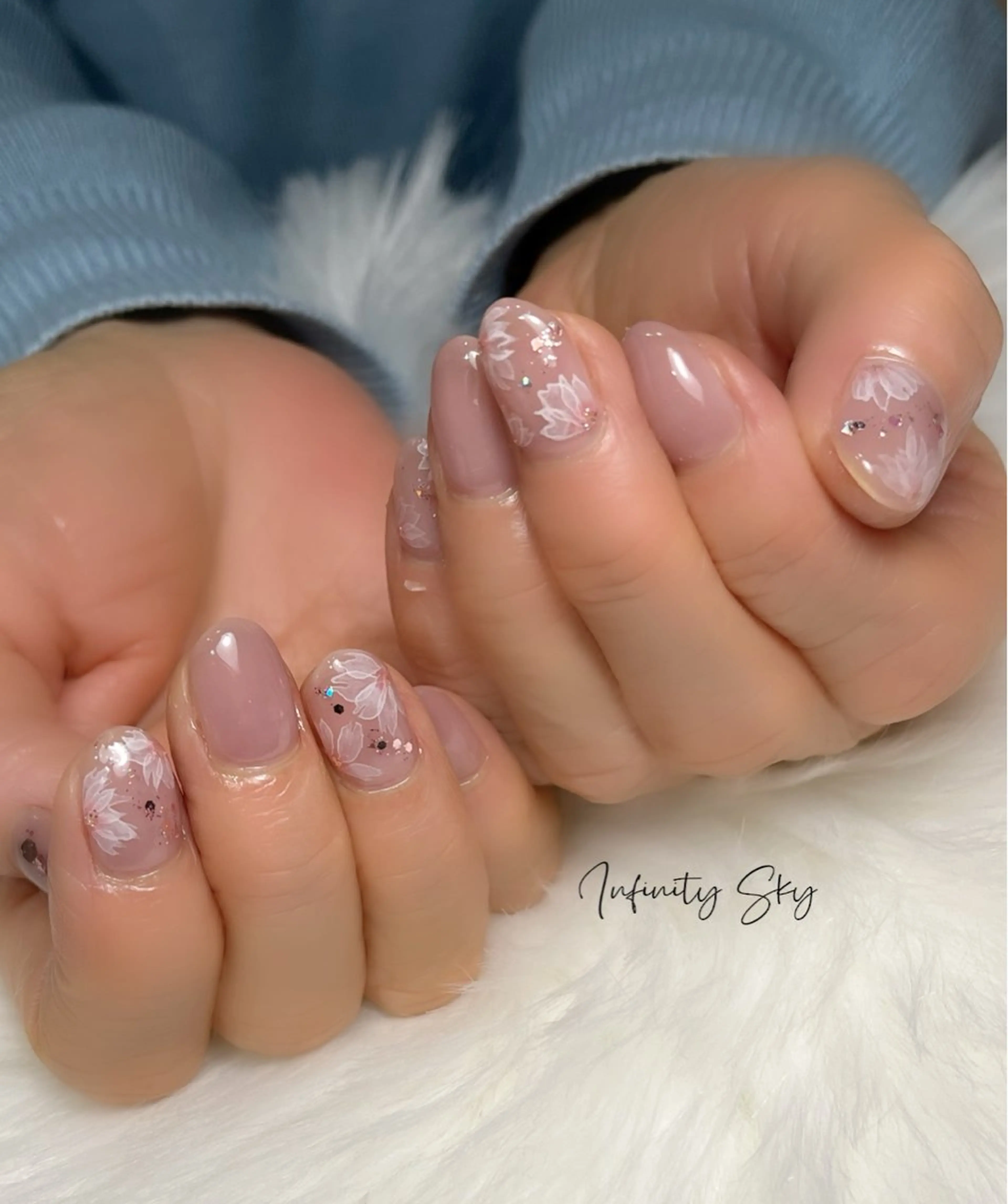 ネイル アートネイル 桜ネイル 入学式 フラワーネイル 卒業式 infinity skyのネイルデザイン