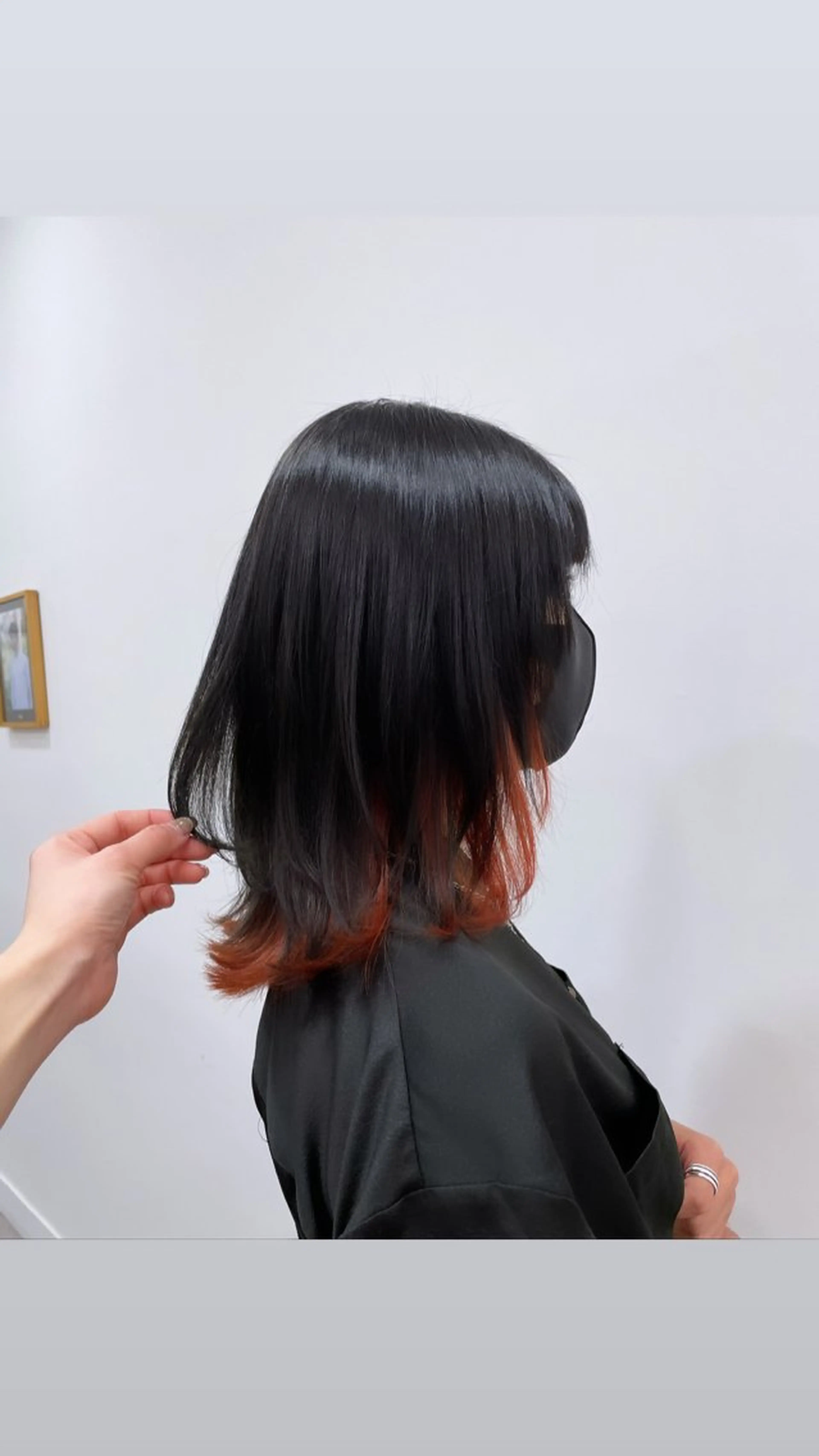 セミロング カラー 縮毛矯正×髪質改善 カラー×クロスパーマのヘアスタイル