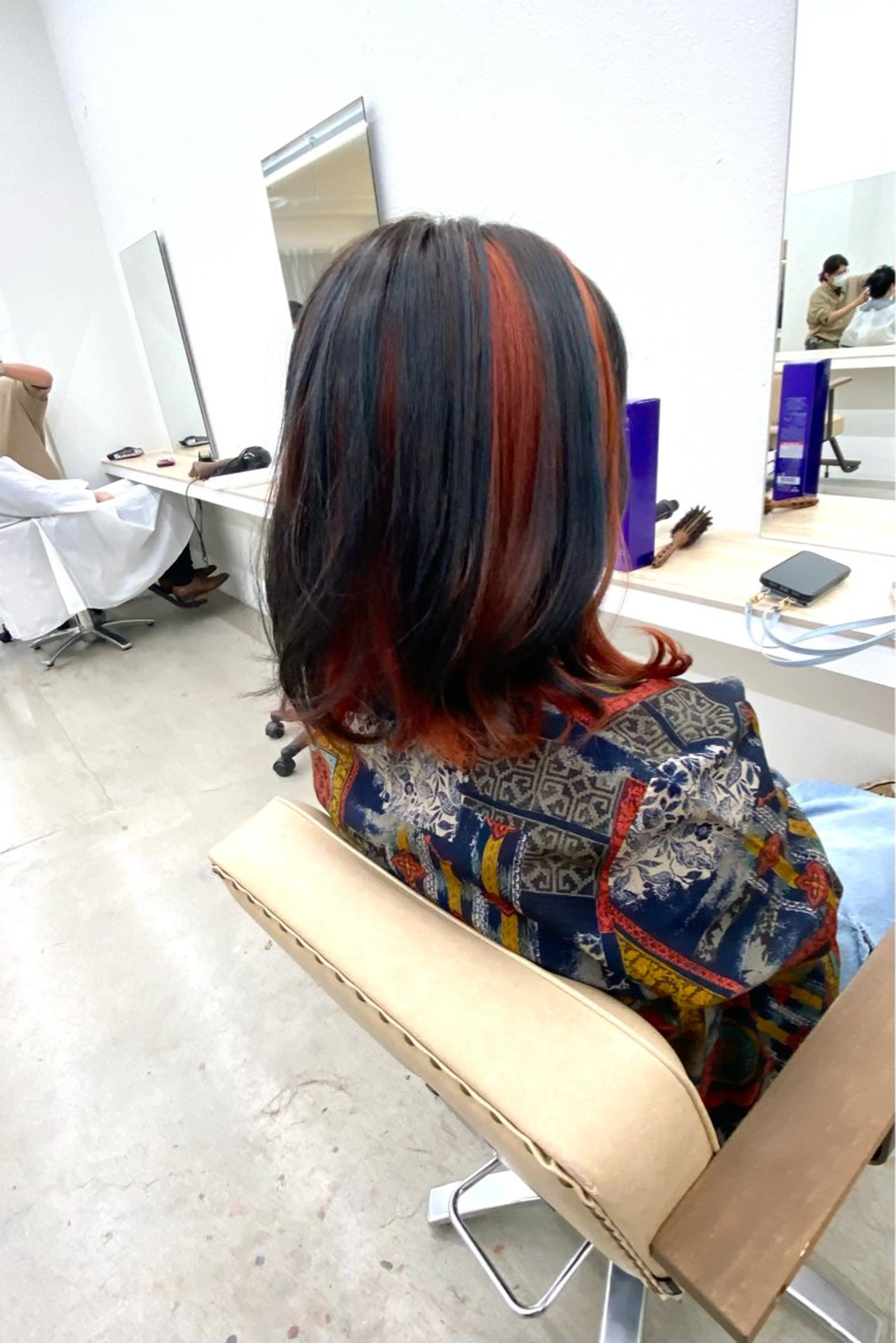 ミディアム カラー 黒髪 ブリーチ デザインカラー オレンジ カット ヘアカラー トリートメント BOB🌟ハイトーン /ブリーチ/TAKUのヘアスタイル