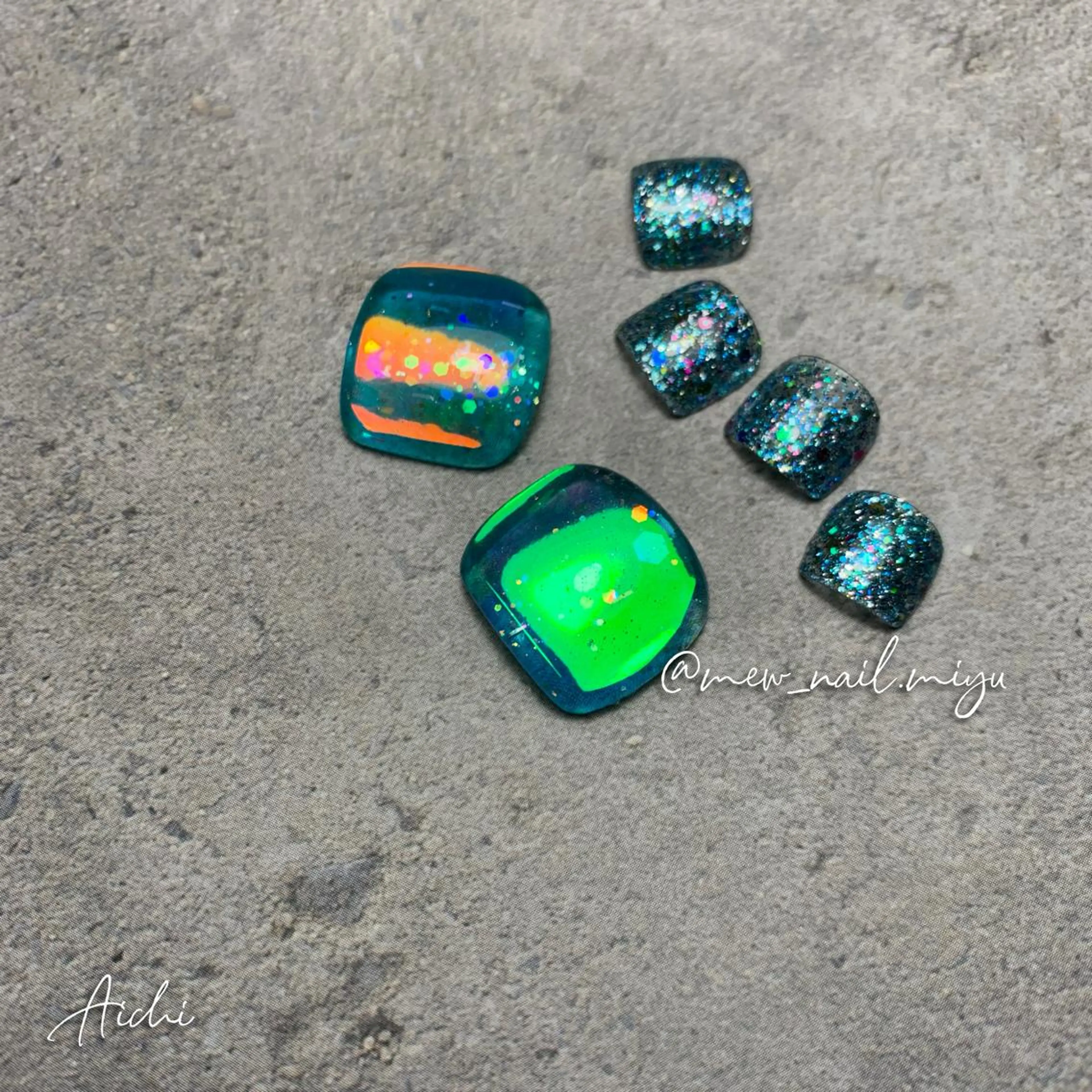 ネイル フットネイル 氷ネイル・うるうるネイル miyu ☺︎のネイルデザイン