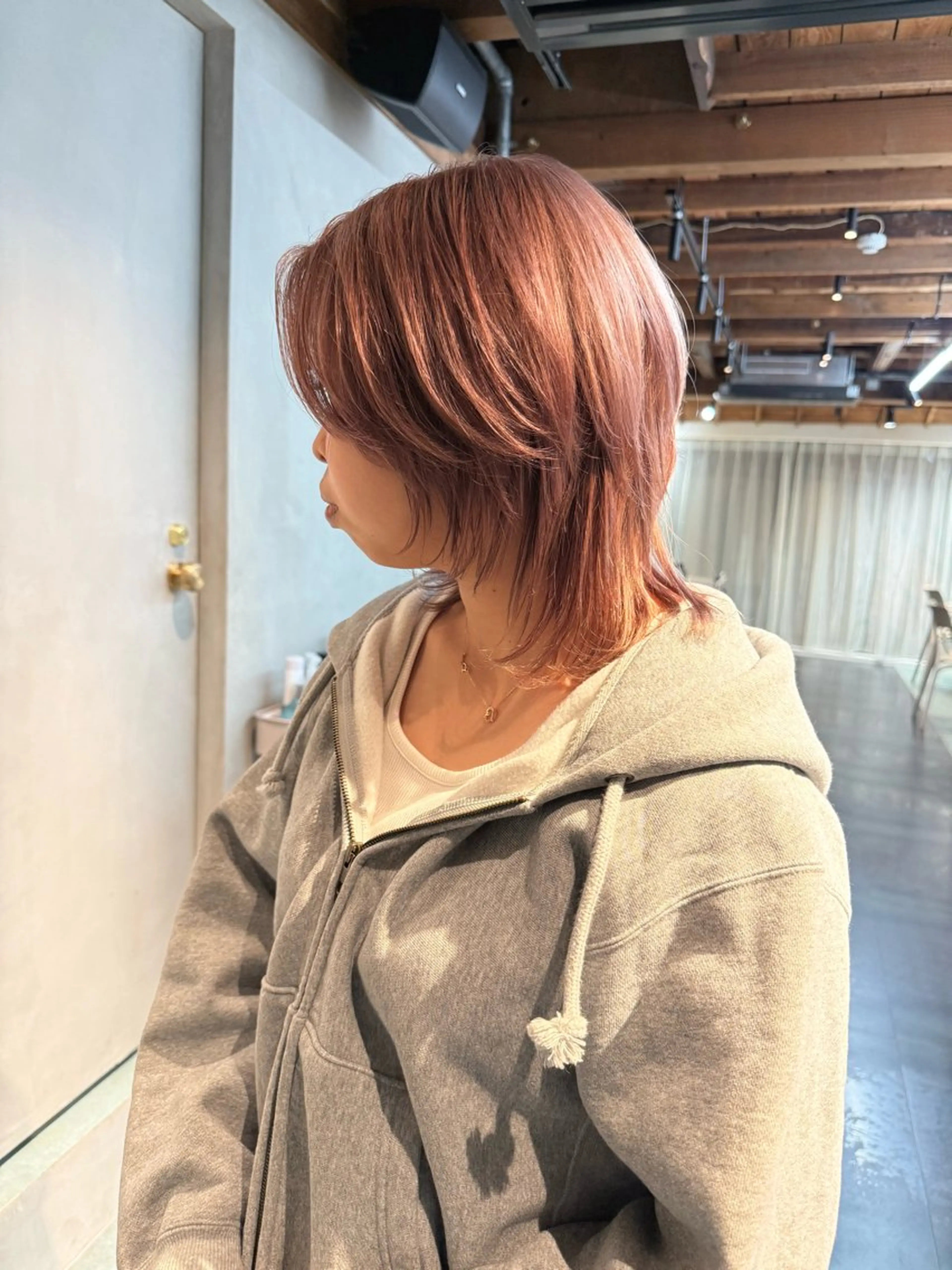 ミディアム カラー ベージュカラー ピンクカラー ピンクベージュ ヘアカラー げん/梅田美容室 中崎町美容室のヘアスタイル