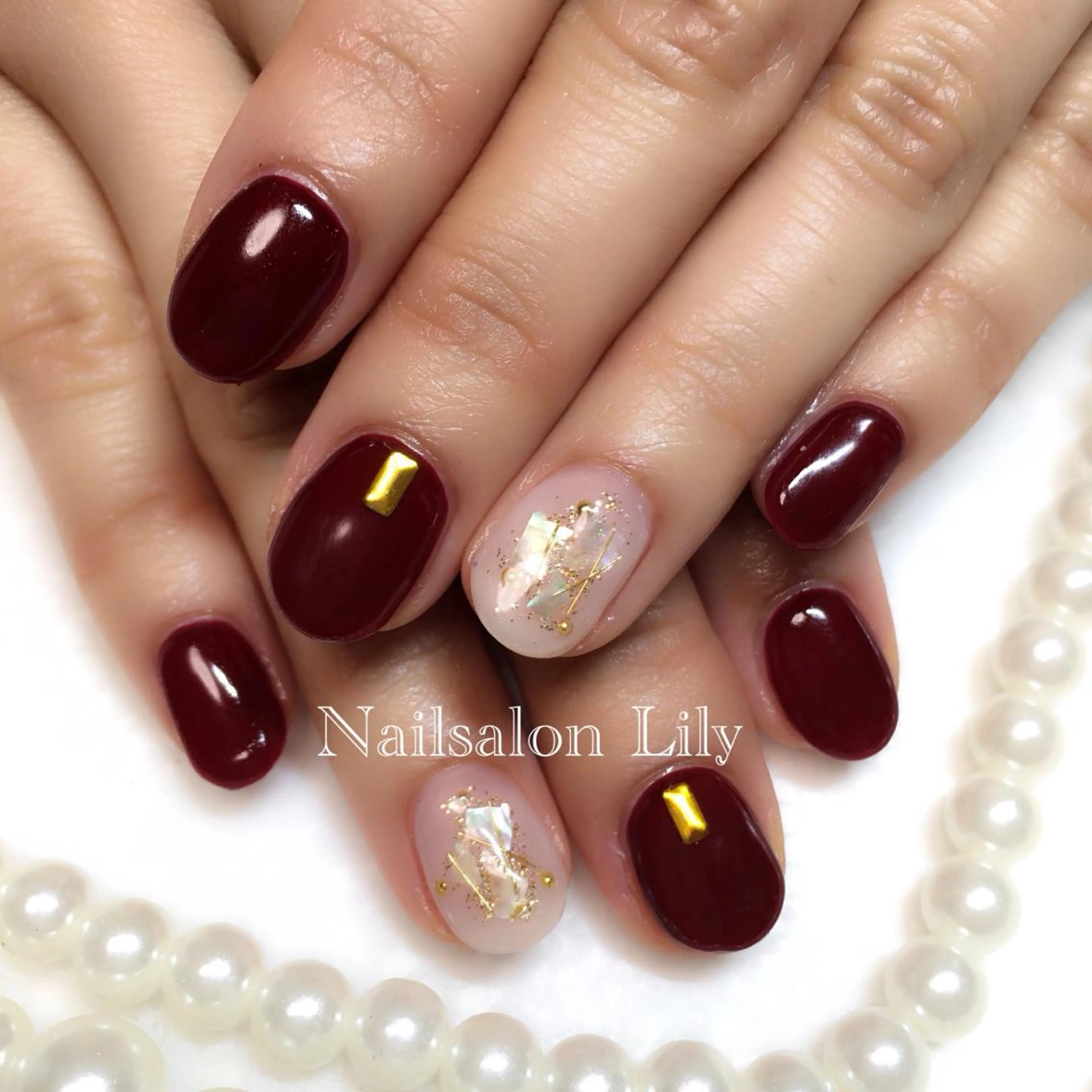 ネイル ボルドー Lily*nail 🌻Mii🌻のネイルデザイン