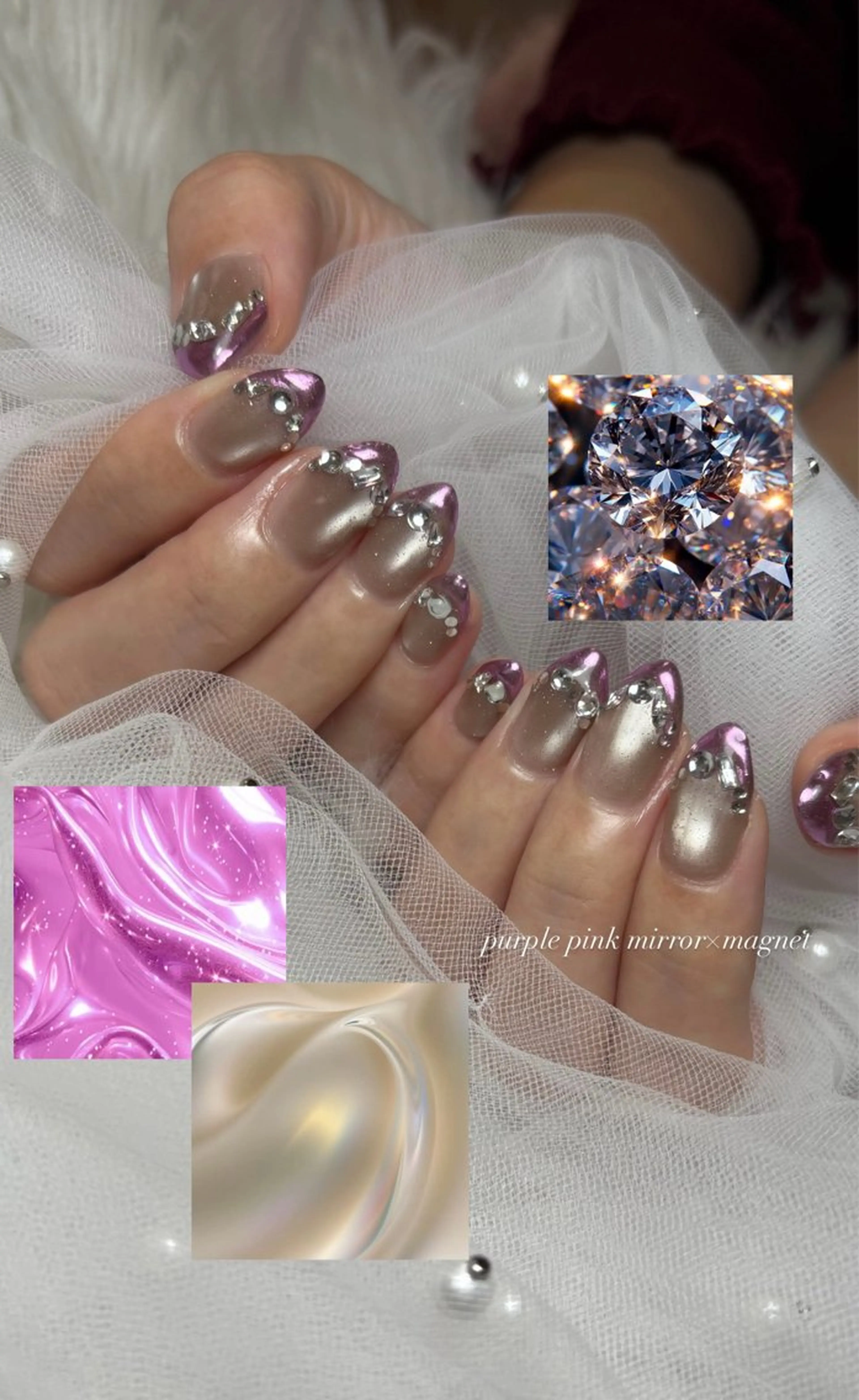 ネイル マグネットネイル ハンドネイル 𝑬𝑹𝑰𝑲𝑨 𓂃🎀𓈒𓏸のネイルデザイン