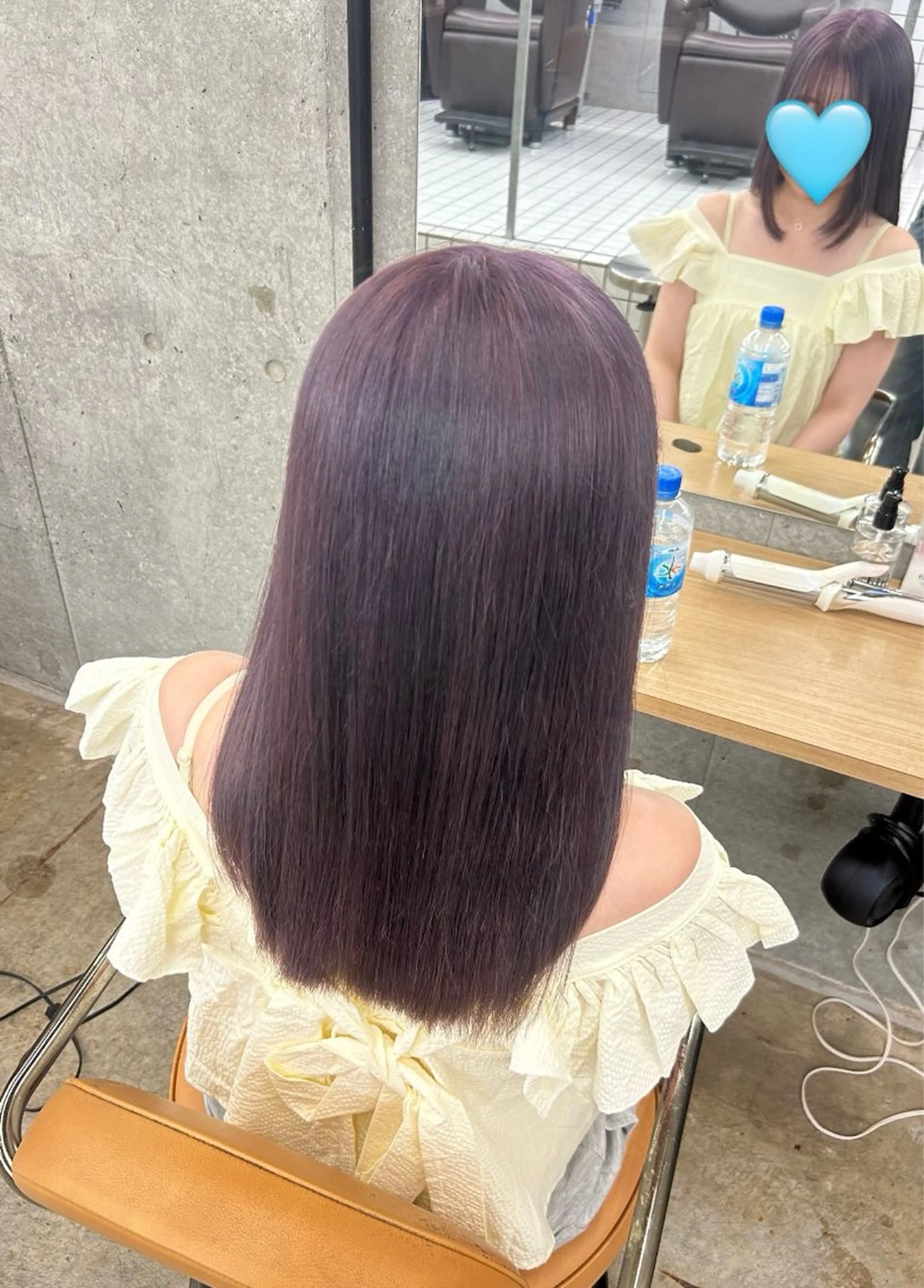 セミロング ヘアカラー トリートメント 💙ハイトーン／韓国 style あかねのヘアスタイル