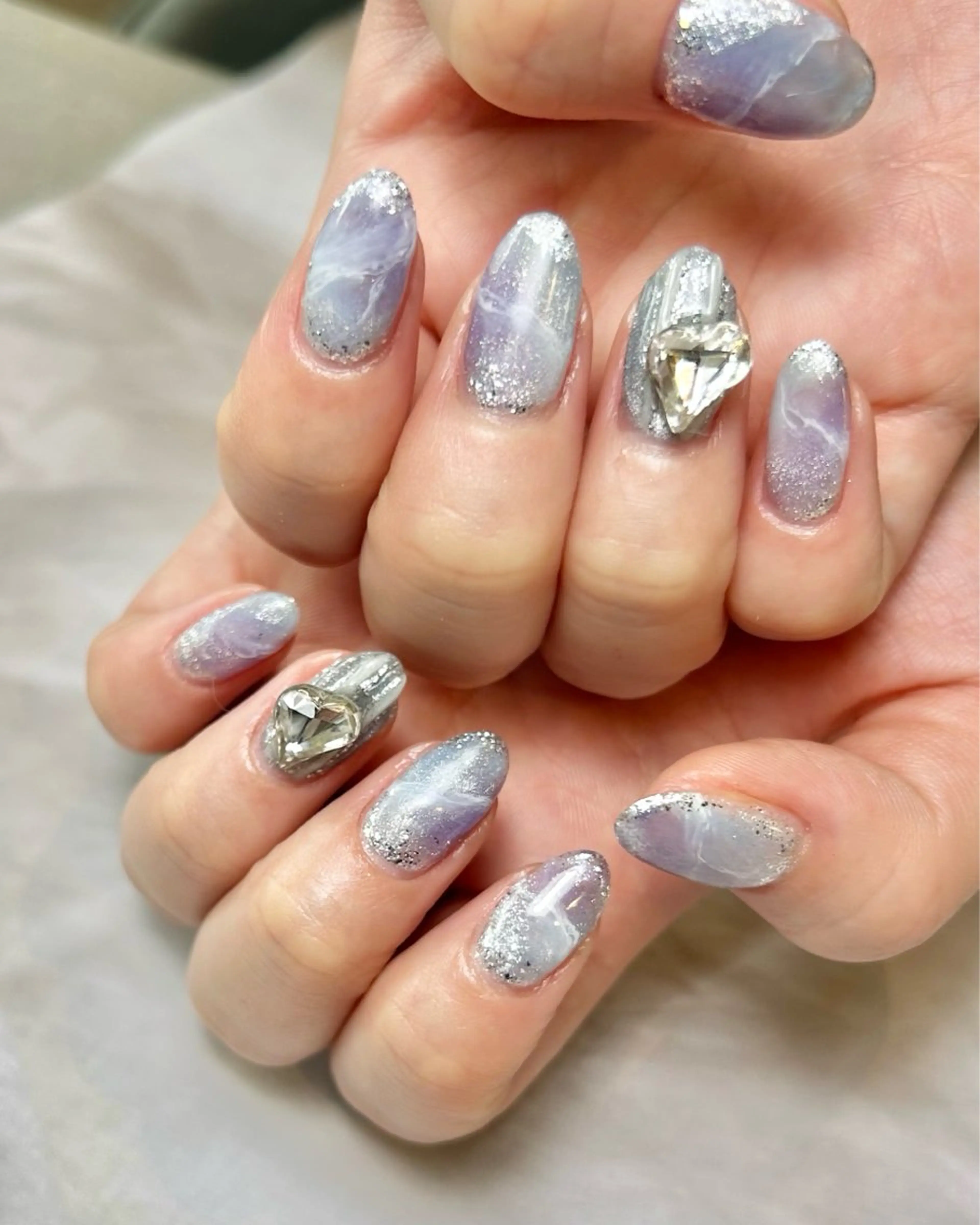 ネイル ブルー 持ち込み ニュアンスネイル パープル ハンドネイル Reflection marikoのネイルデザイン