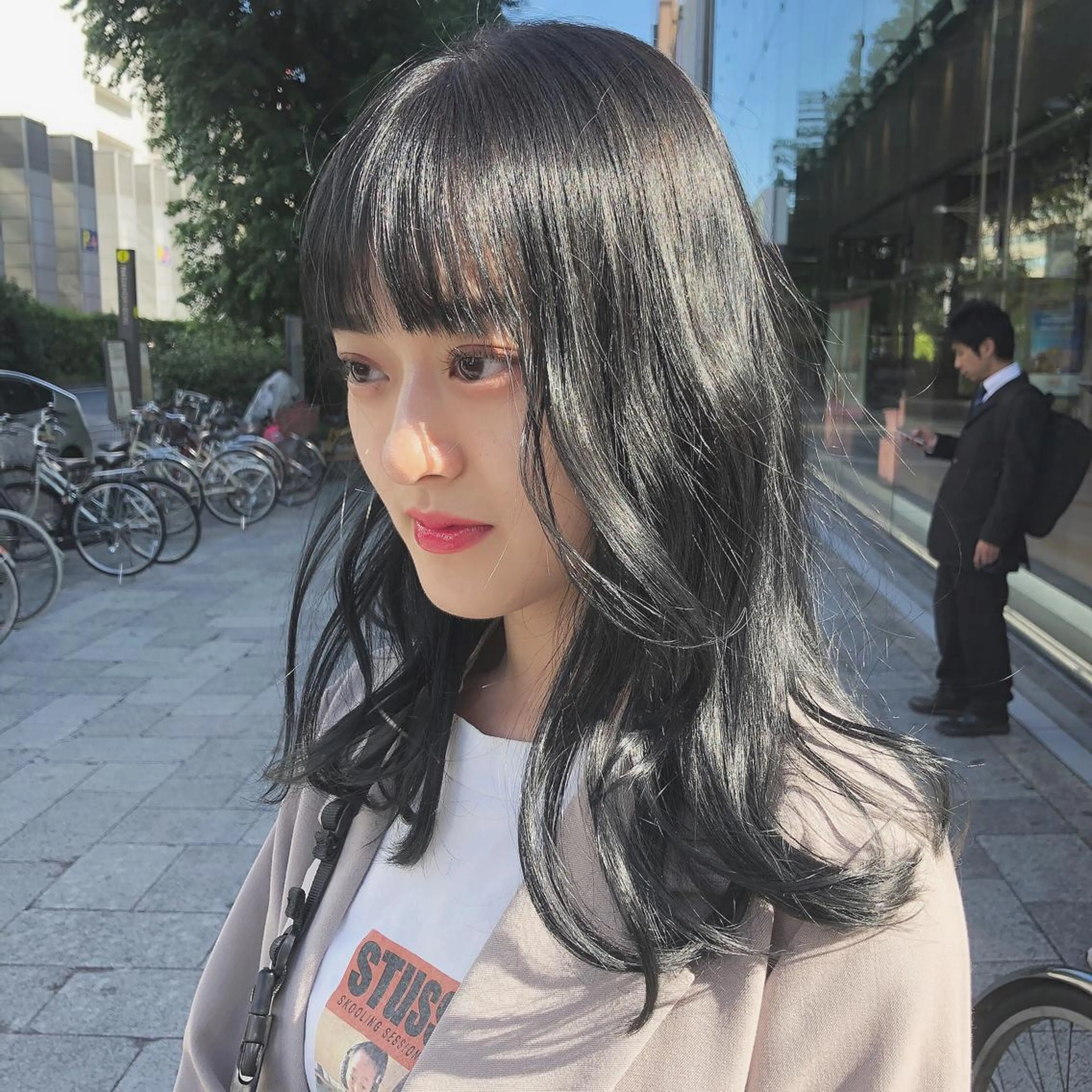 セミロング カラー ヘアアレンジ マツエク・マツパ 黒髪 ブルーカラー ブルーブラック ヘアカラー トリートメント ヘアセット 透明感カラー🫧ヘア セット🫧松本菜月の眉毛・アイブロウイメージ