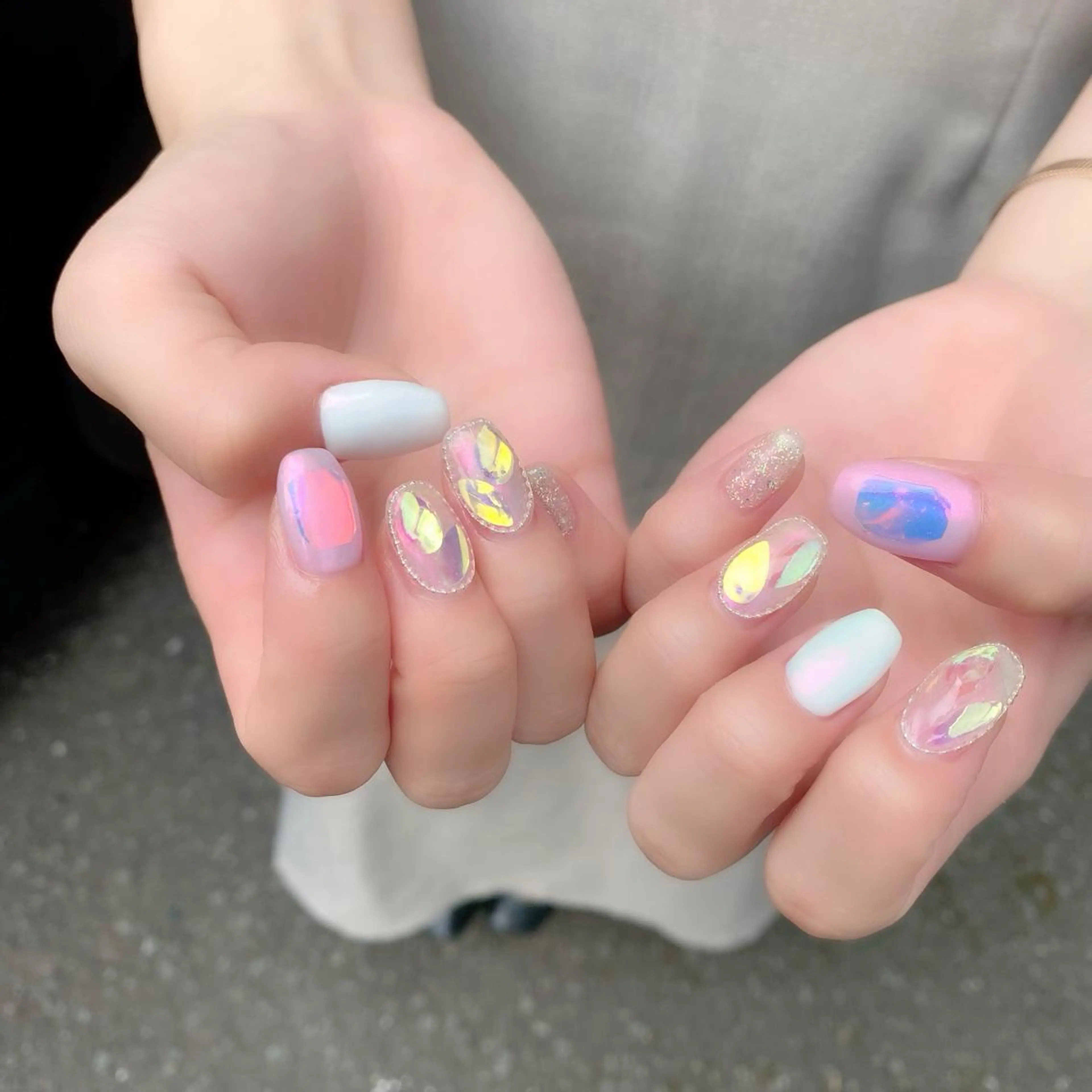 ネイル オーロラネイル 氷ネイル・うるうるネイル 韓国ネイル Salon Ｋのネイルデザイン