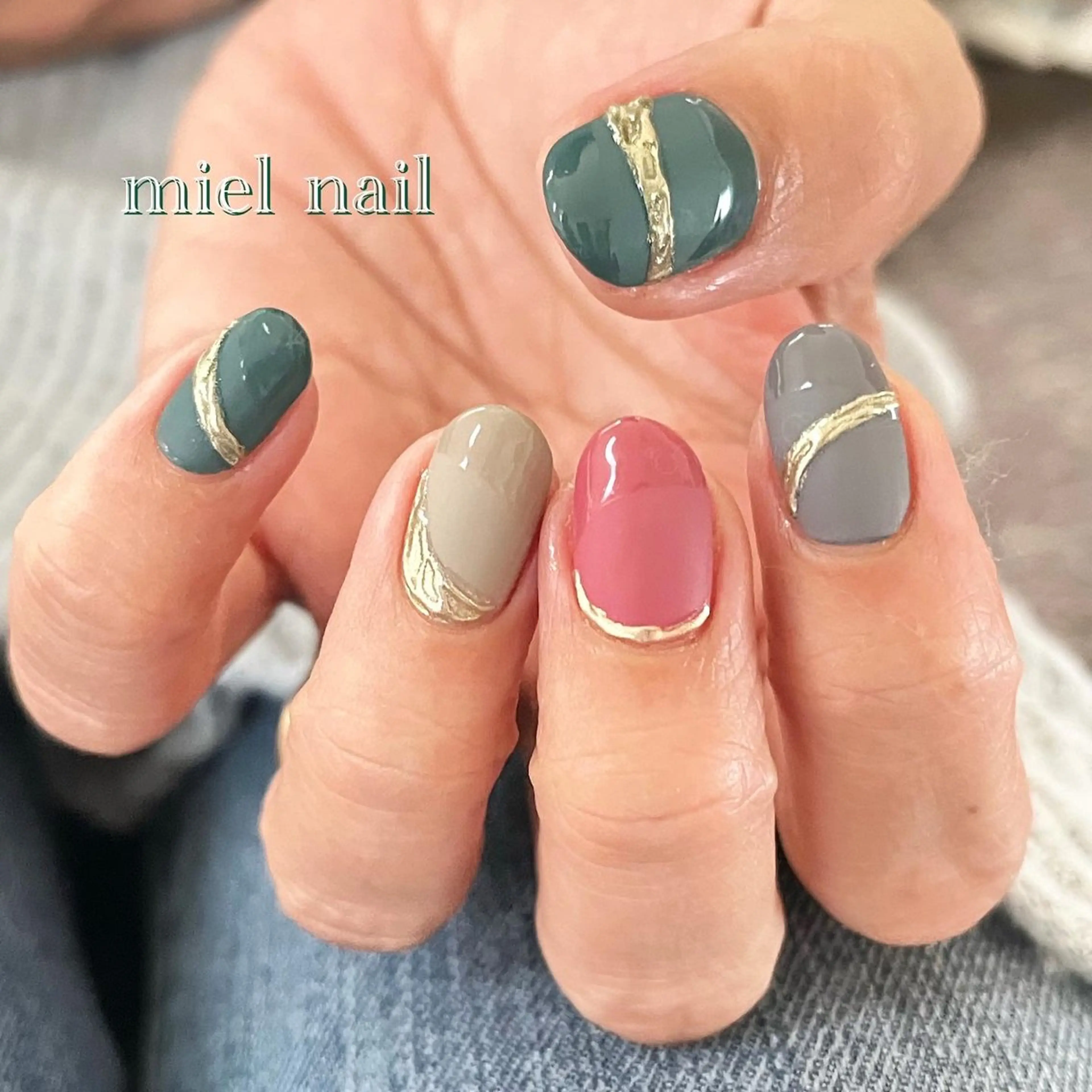 ネイル マットネイル ミラーネイル 冬ネイル ハンドネイル miel nailのネイルデザイン