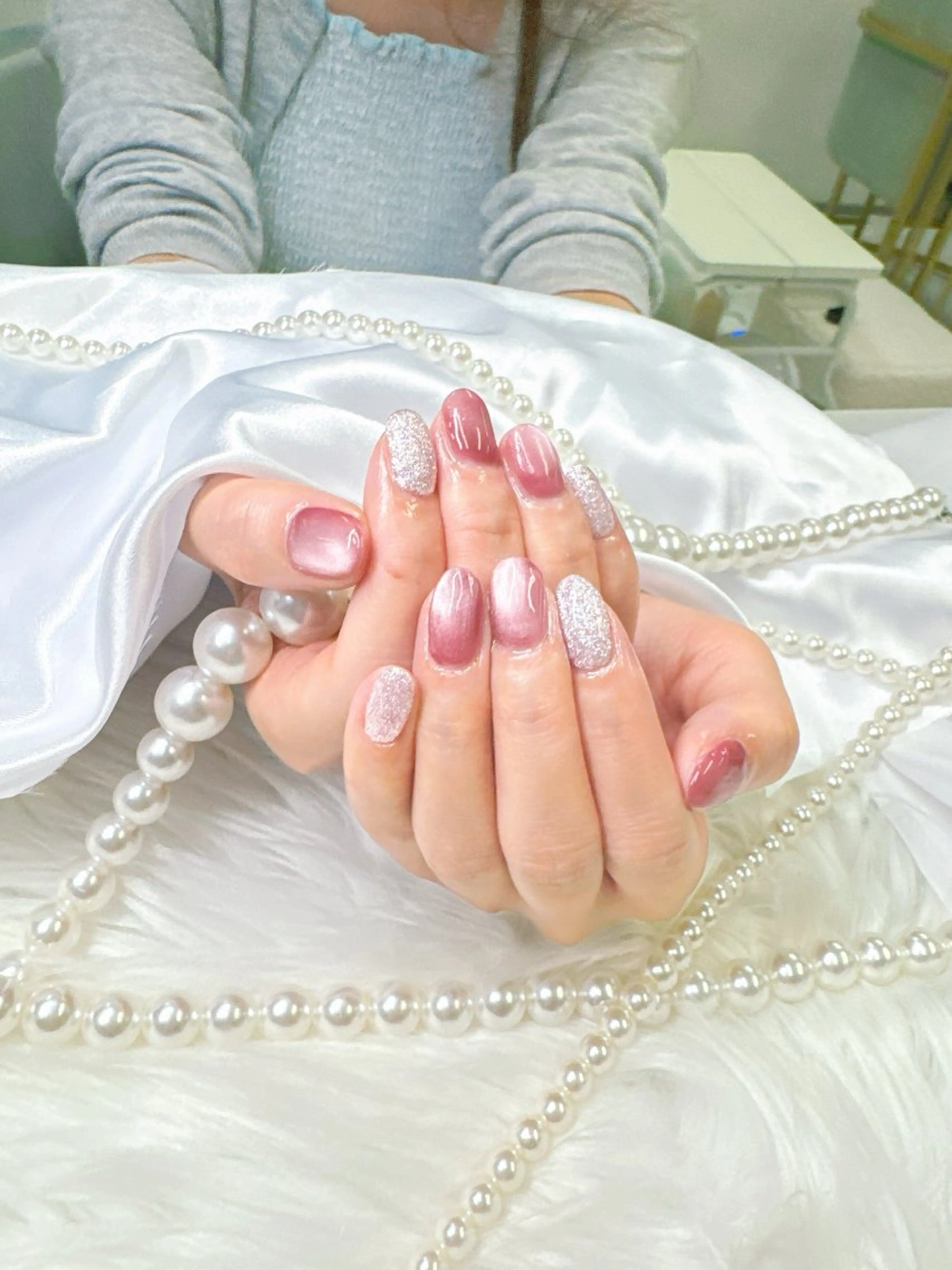 ネイル アートネイル フットネイル フレンチネイル ガラスフレンチ ハート Queeens nailのネイルデザイン