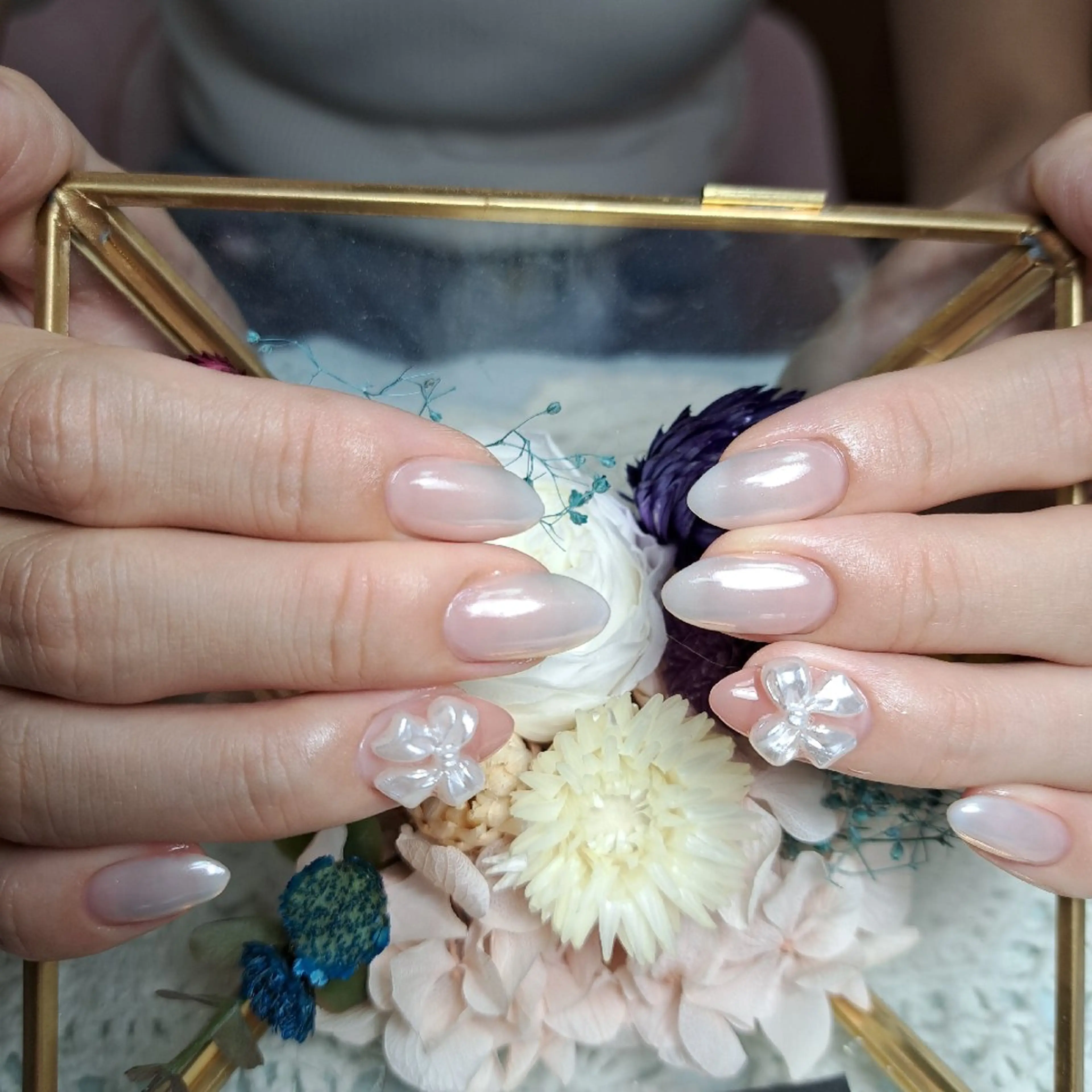 ネイル ピンク リボン ハンドネイル HAYASHI  Nのネイルデザイン