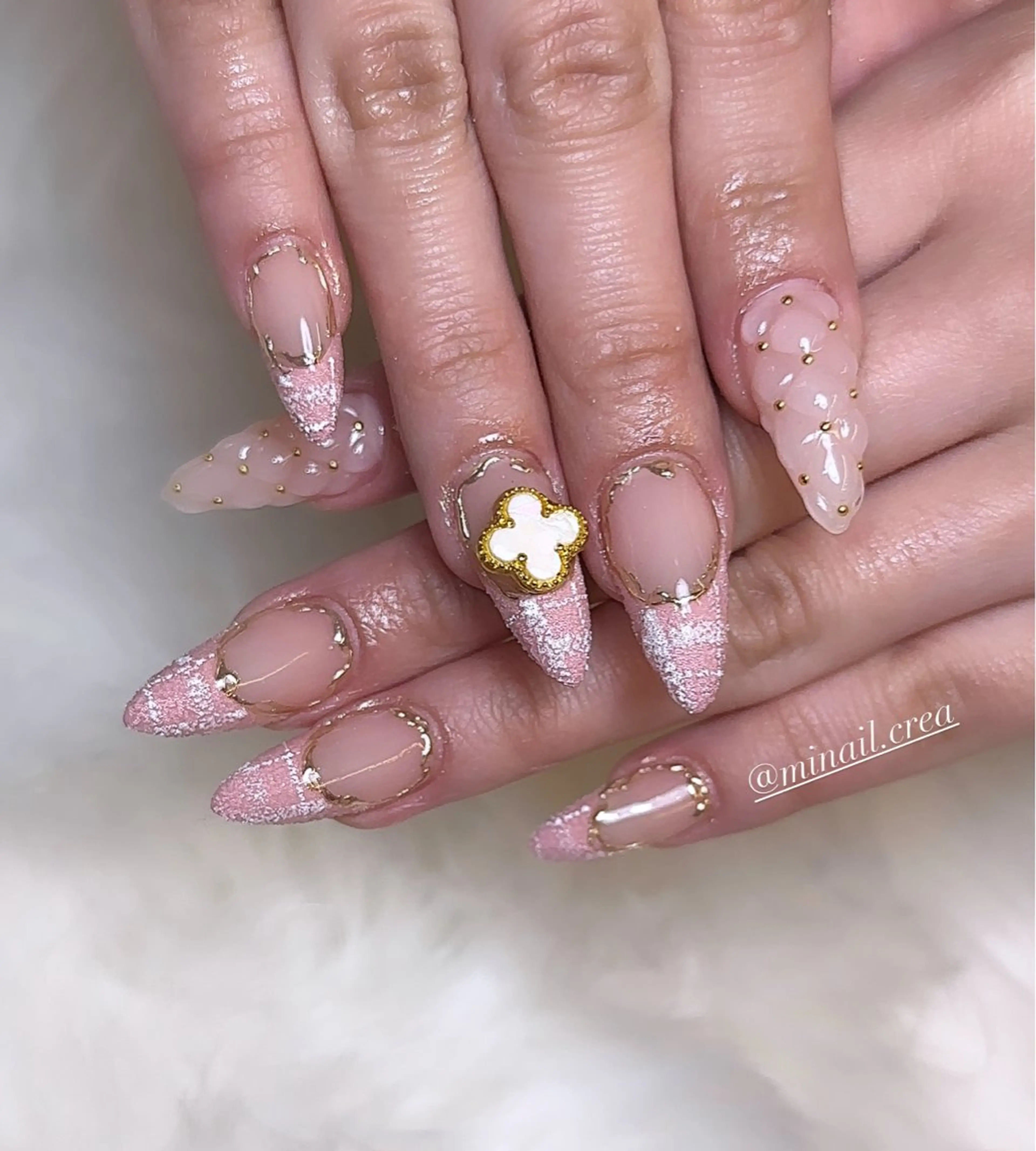 ネイル フレンチネイル ジェルネイル キラキラネイル ロングネイル ミラーネイル ハンドネイル CReA nailのネイルデザイン