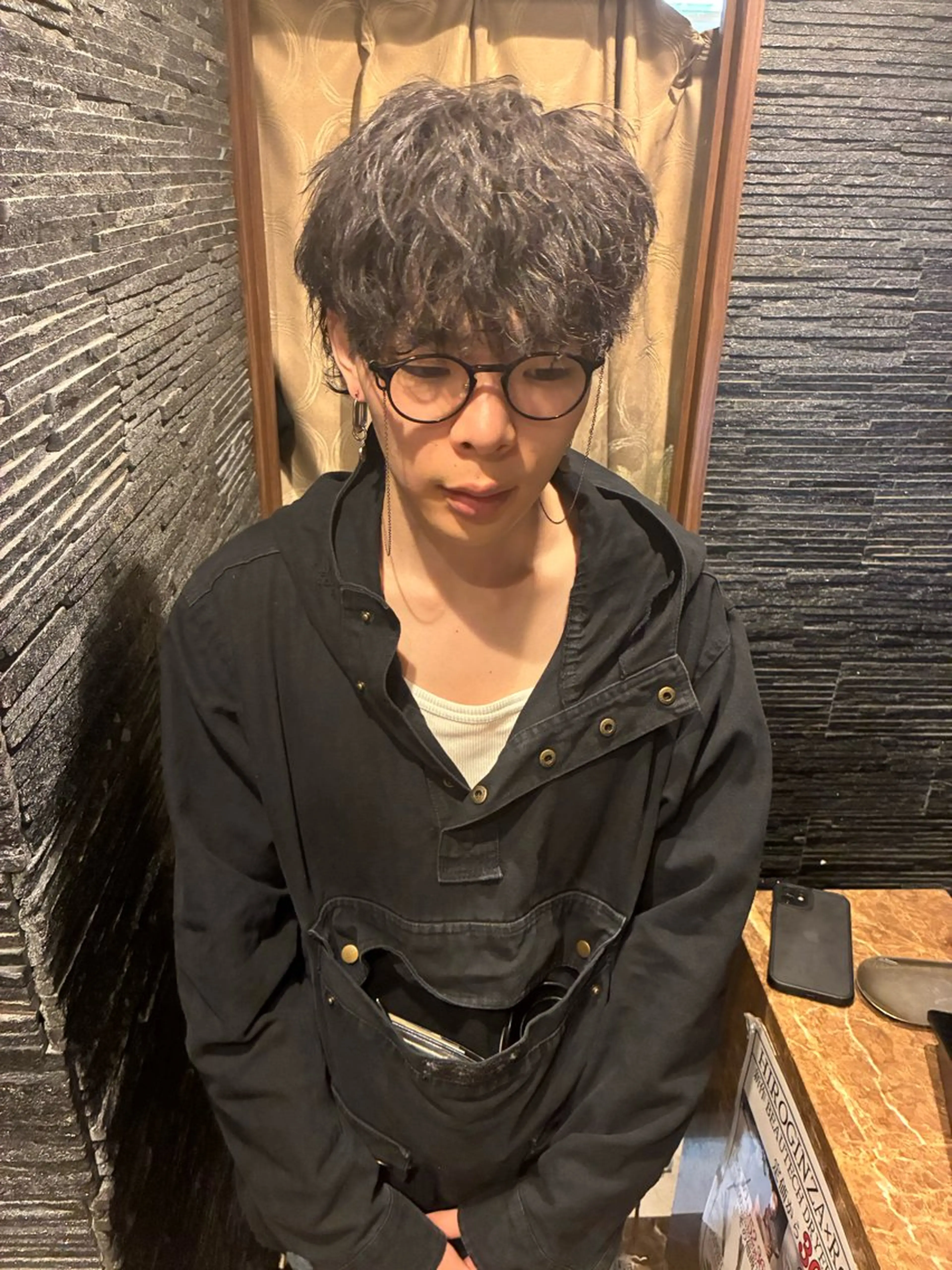 パーマ メンズ メンズパーマ ワガ カズマのヘアスタイル