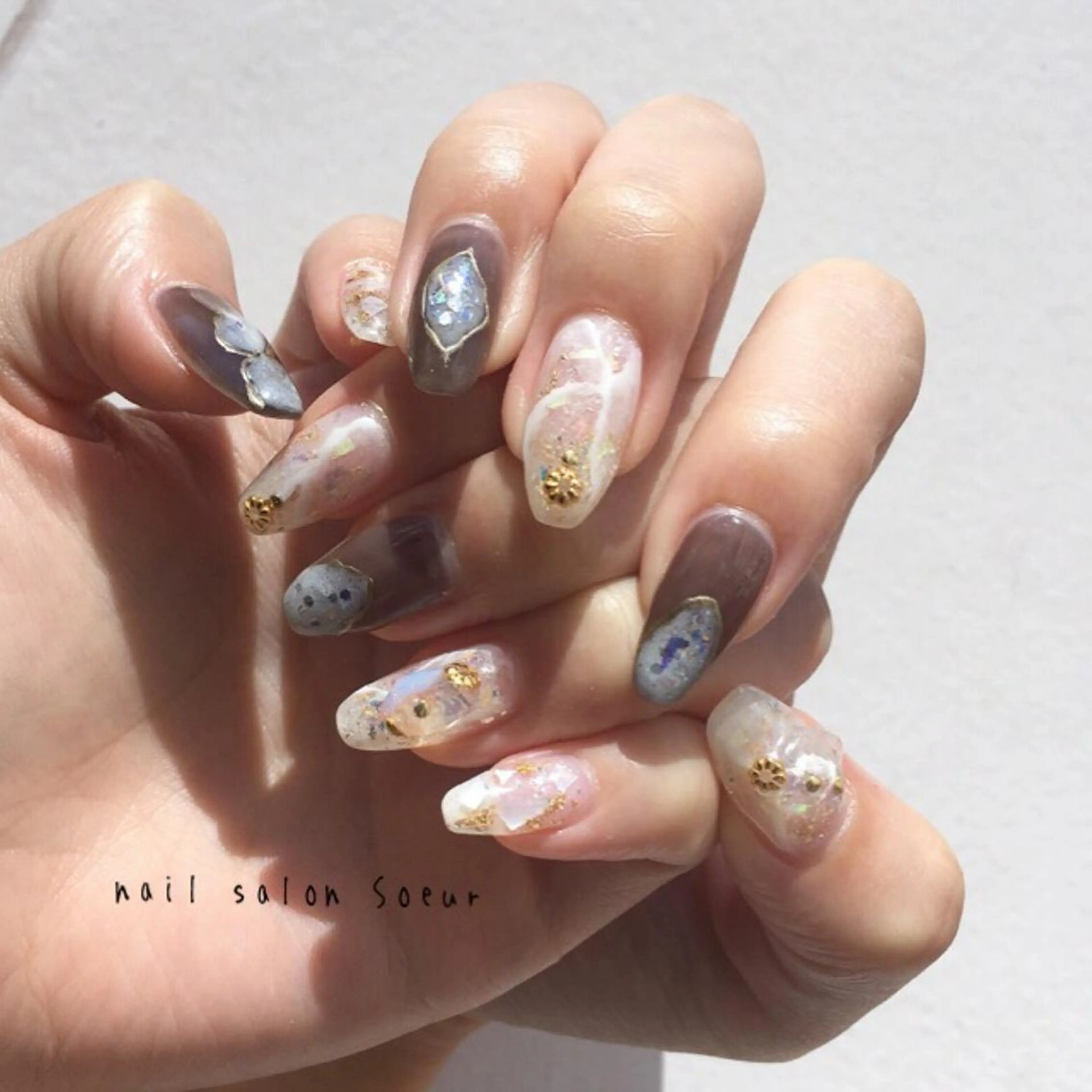 ネイル アートネイル 長さ出し ジェルネイル マットネイル ミラーネイル ハンドネイル nail salon Soeurのネイルデザイン