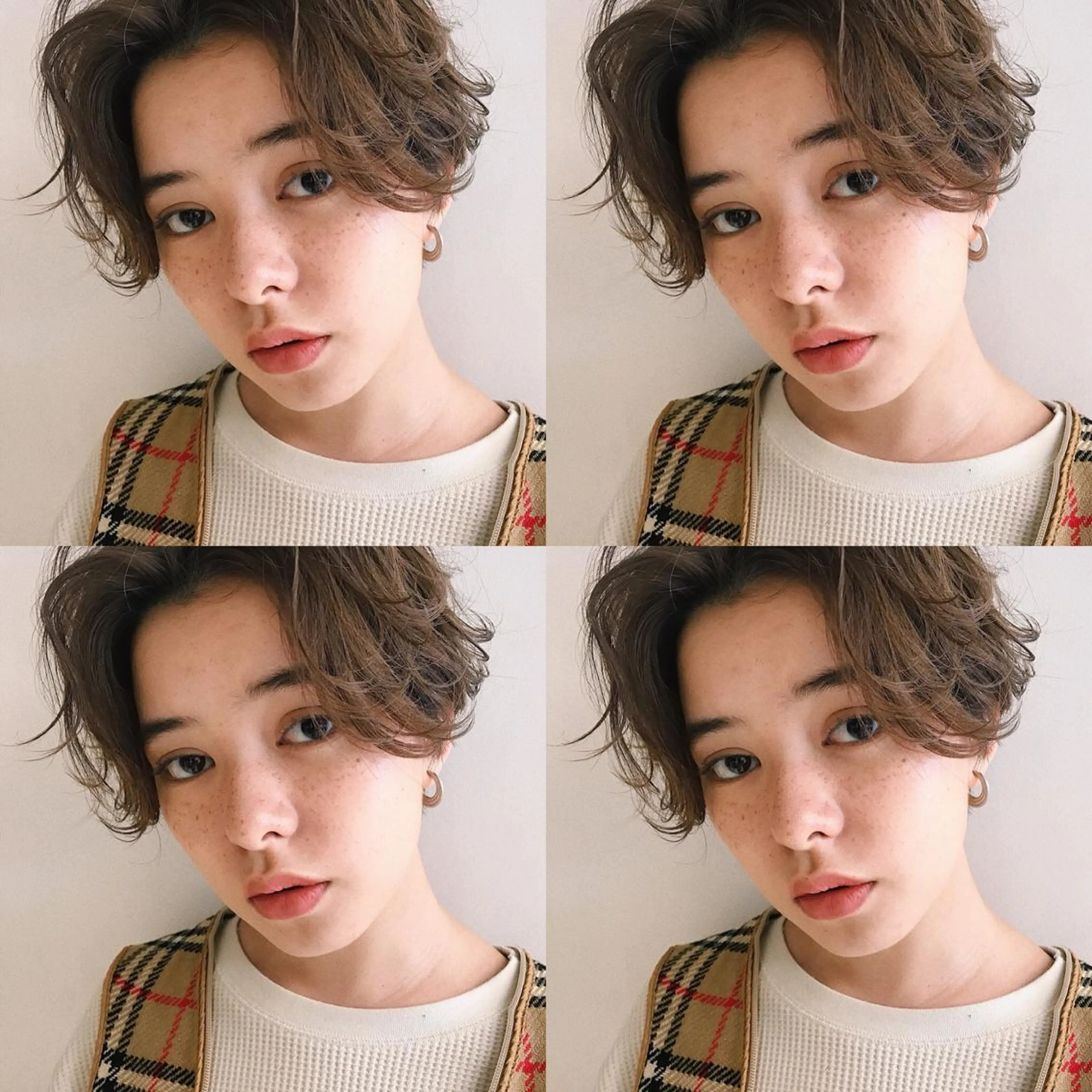 ショート カラー パーマ ヘアアレンジ ハンサムショート ショートヘア 小顔カット カット ヘアセット 松田 亮葉のヘアスタイル