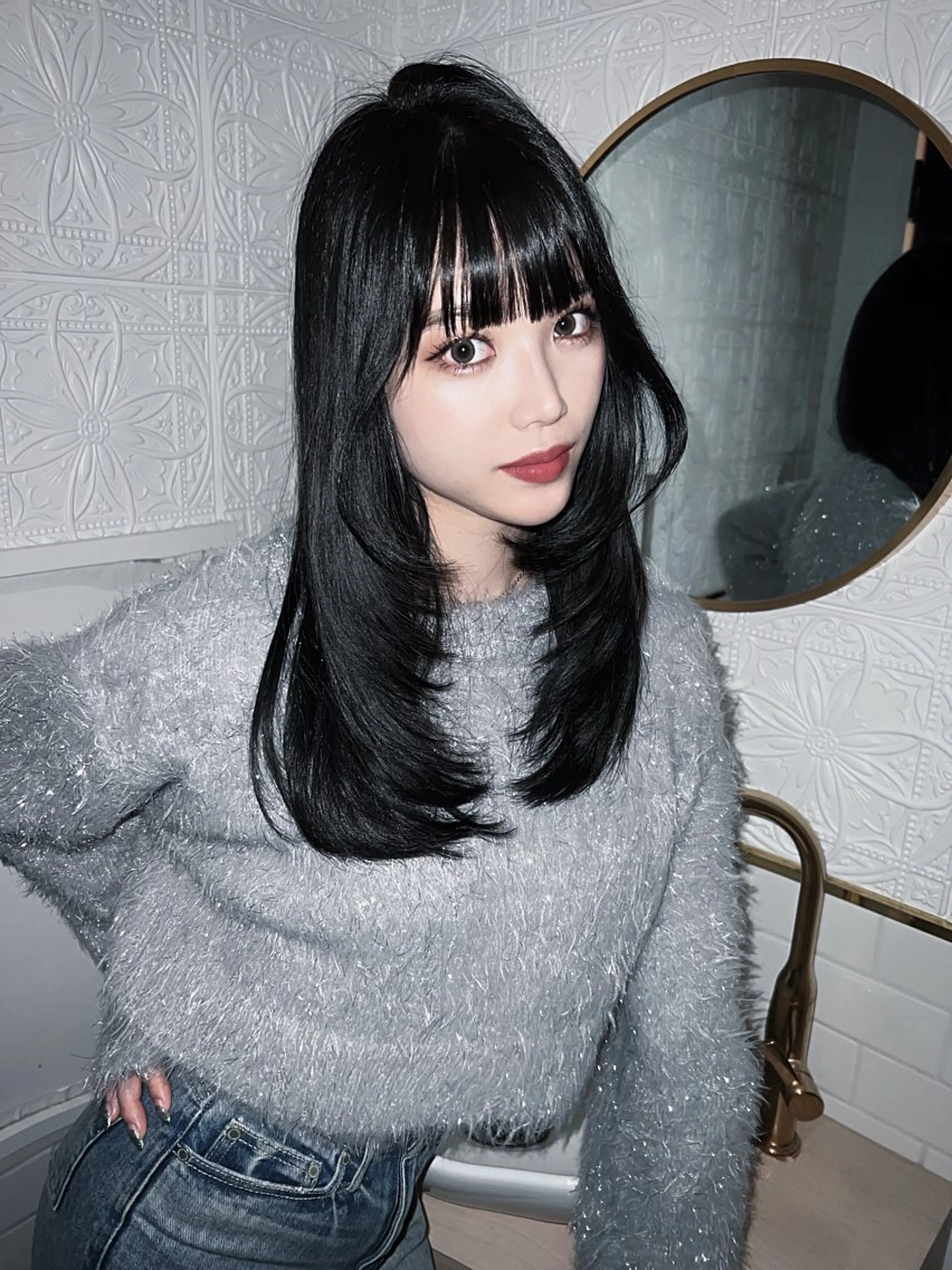 セミロング カラー Pocket仙台 💚モエリのヘアスタイル