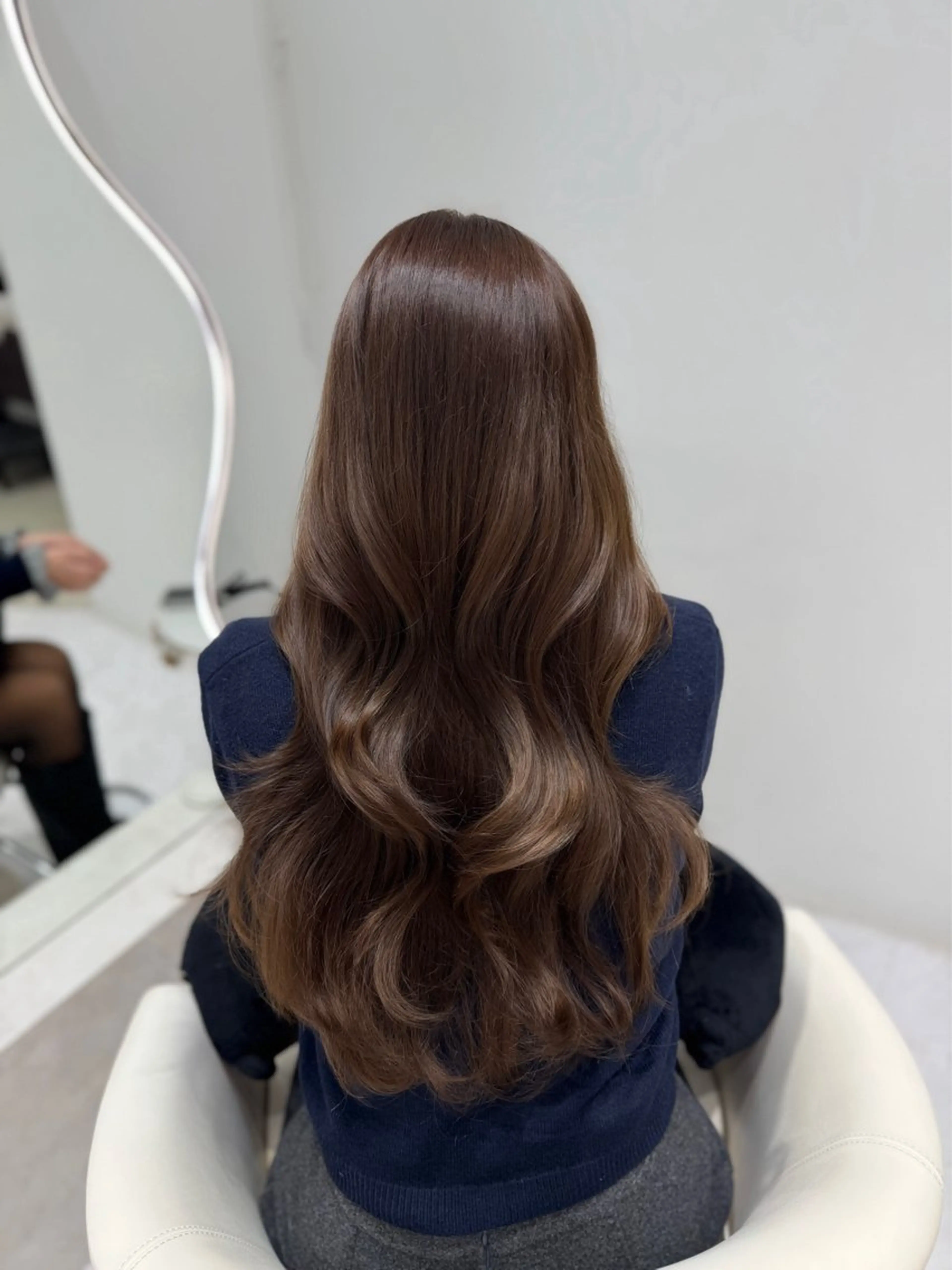 ロング カラー アッシュ アッシュブラウン ブラウンカラー 透明感カラー くびれヘア カット ヘアカラー トリートメント 名駅/大人韓国ヘア 艶カラー/Rihoのヘアスタイル