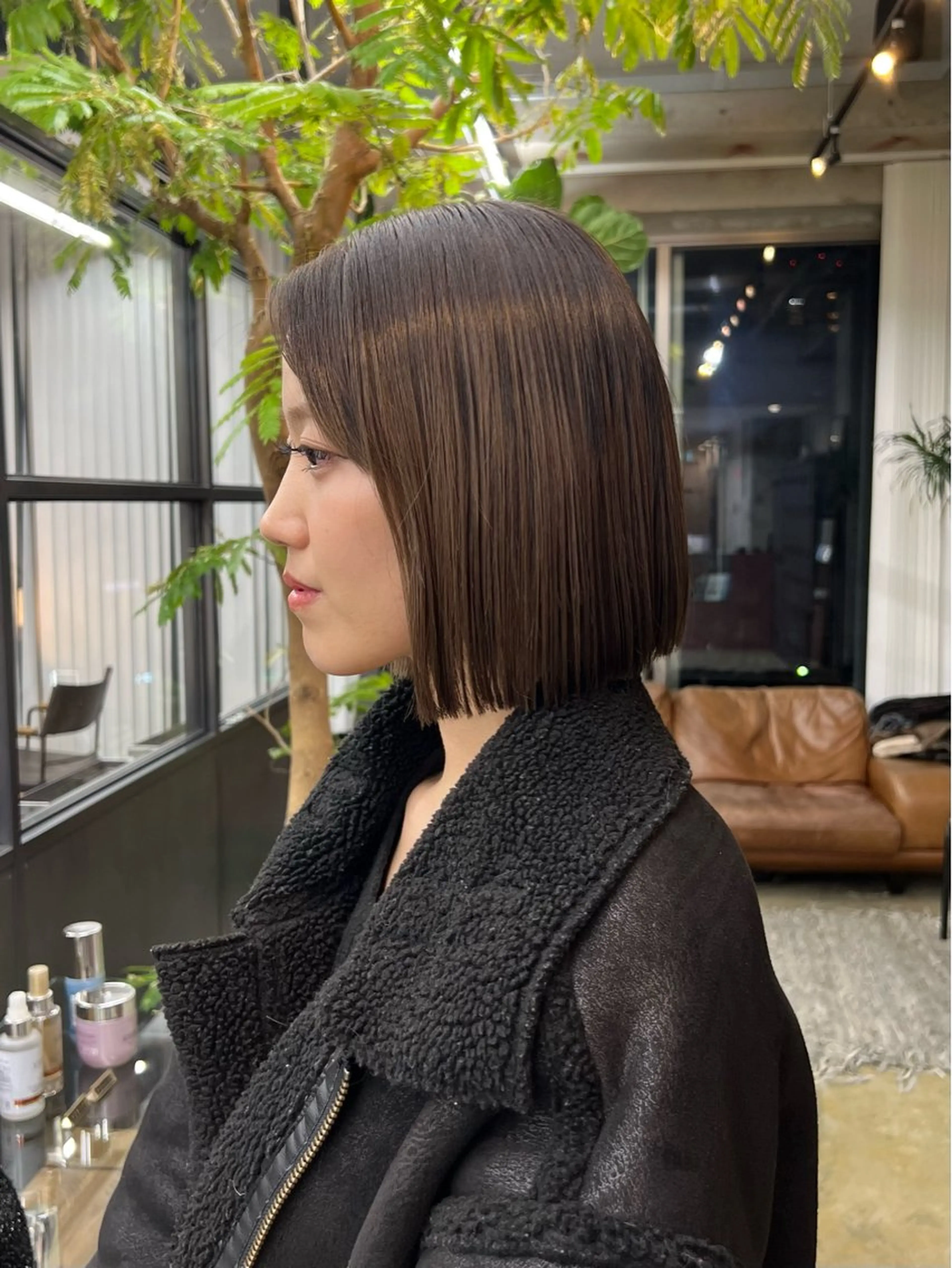 ミディアム azumi/ボブ/暖 色/オリーブ/縮毛のヘアスタイル