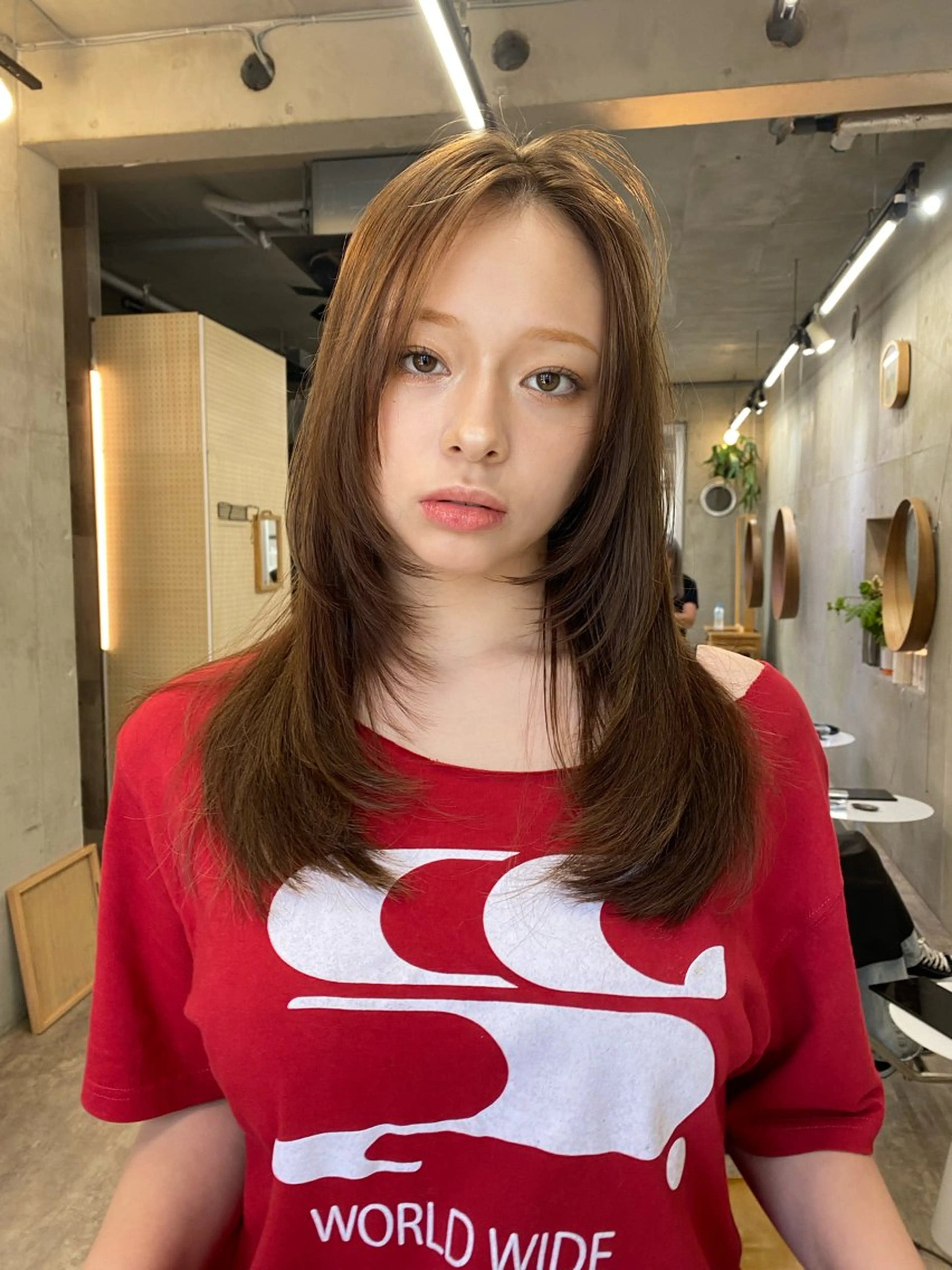 ミディアム カラー ベージュカラー ブリーチ ブラウンカラー ケアブリーチ グレージュ カット カットモデル募集中 ／HARUKA🎀のヘアスタイル