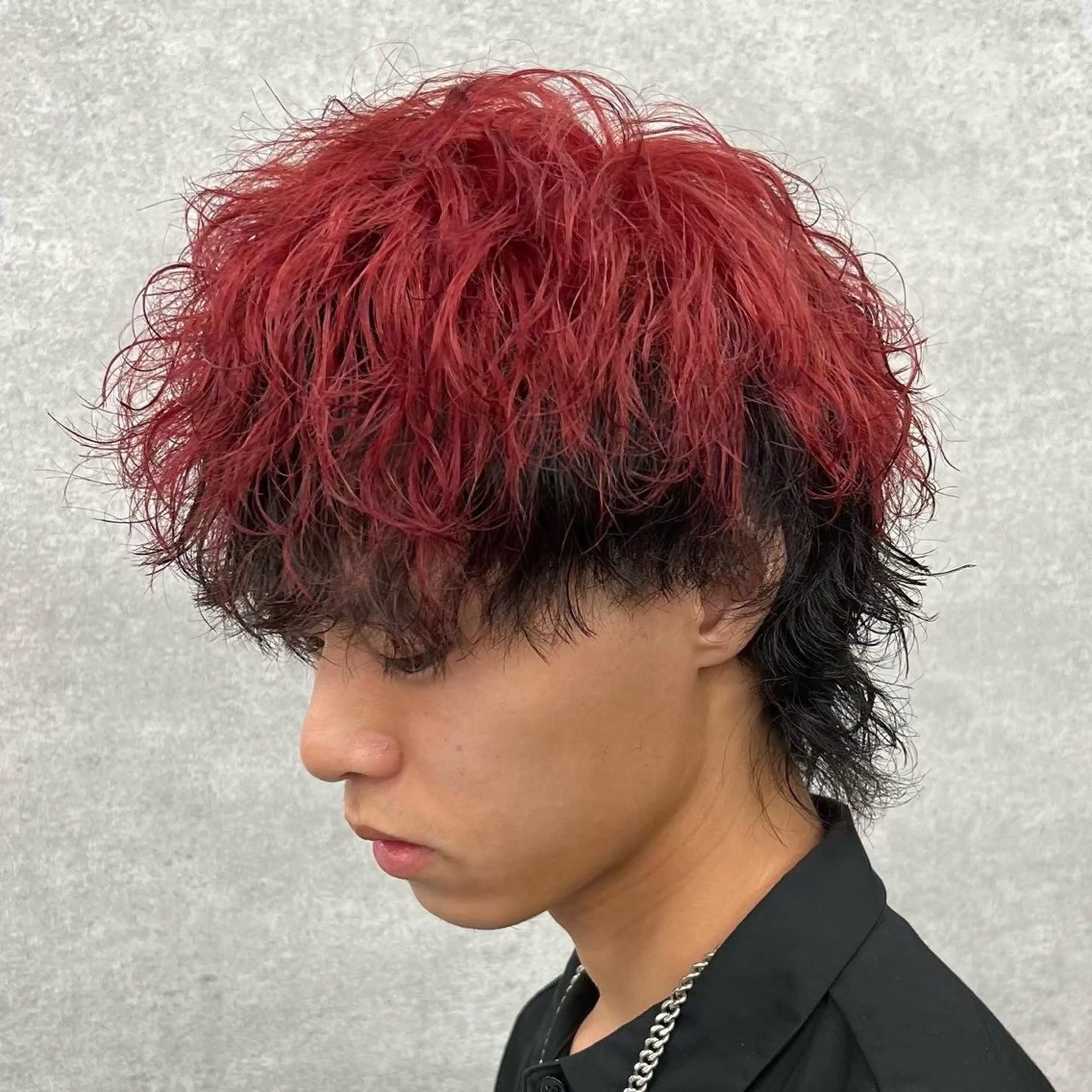 カラー メンズ デザインカラー レッドカラー ヘアカラー カラー/フェード/ パーマ/たくぼーのヘアスタイル