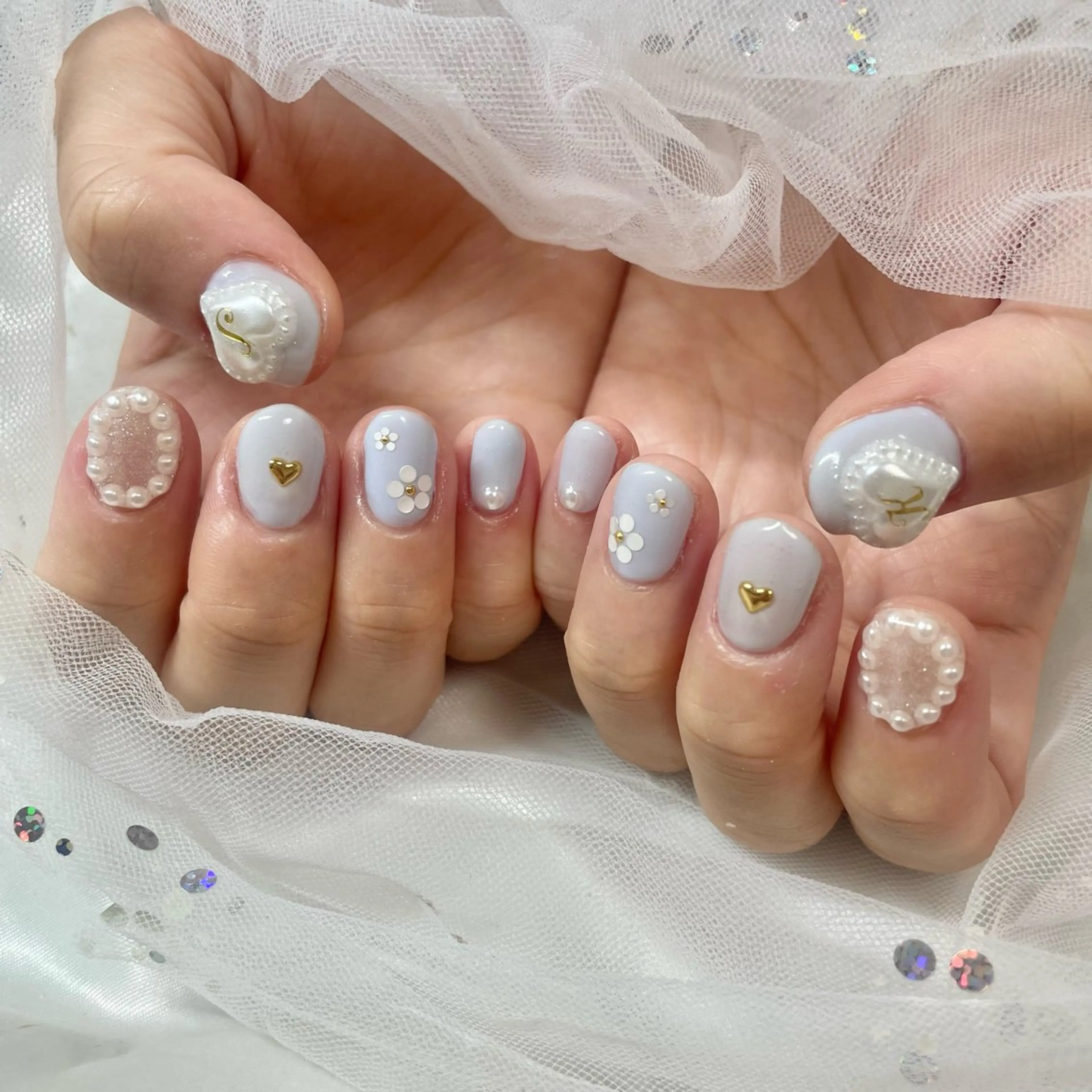 ネイル 水色 🎀AYAKO 🎀中韓ネイルのネイルデザイン